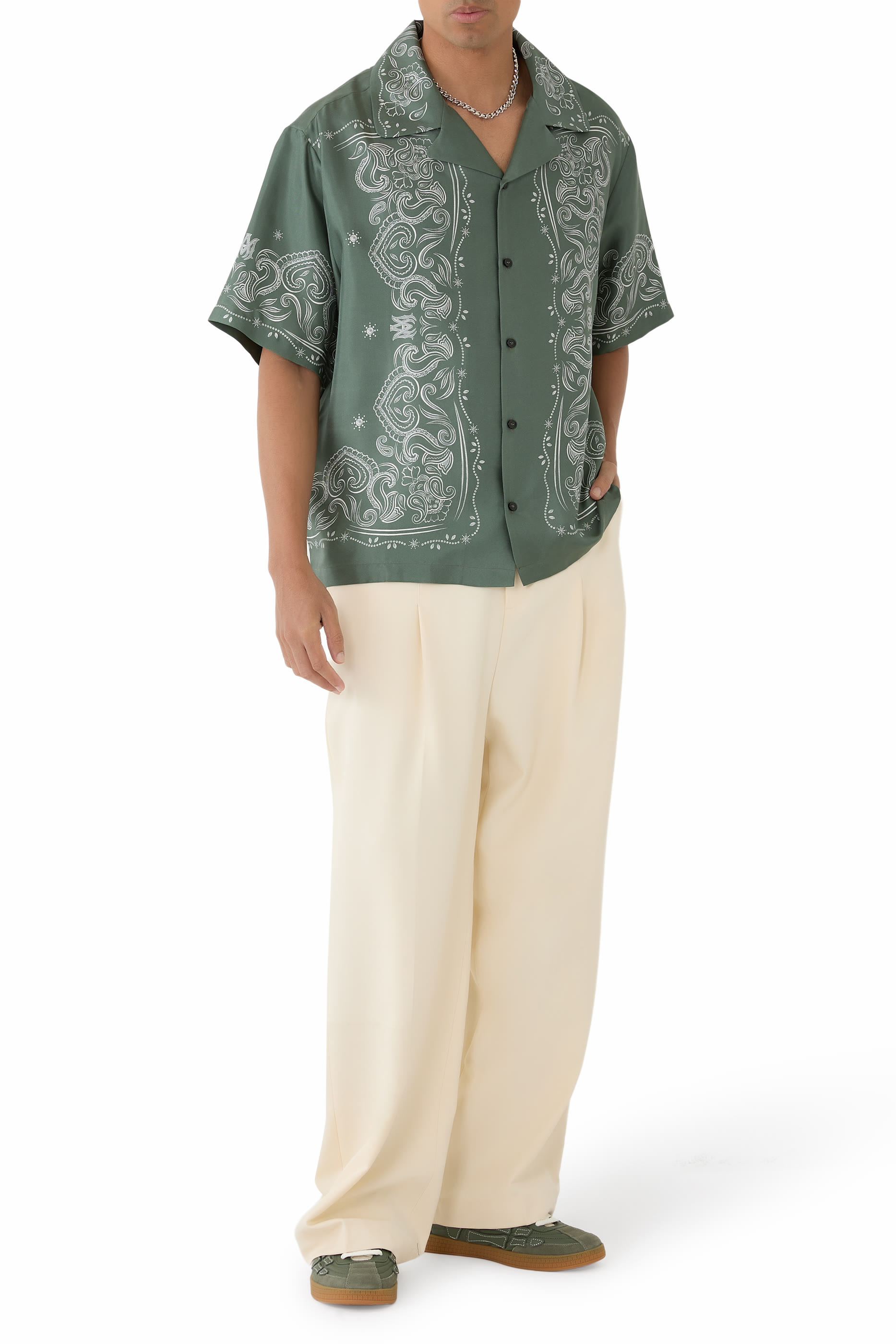  Bandana Paint Oversized Bowling Shirt 