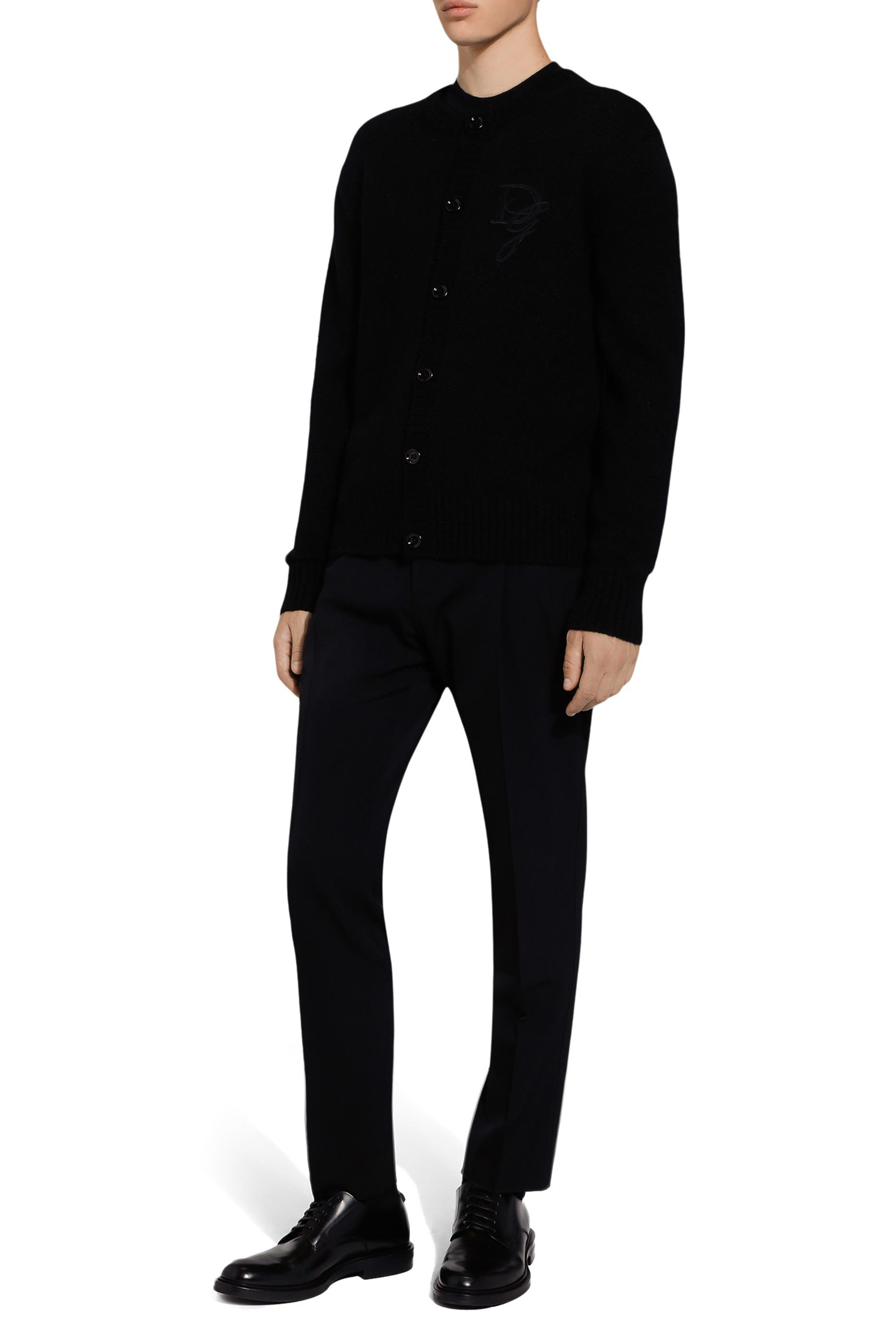 Cashmere Round-Neck Sweater with DG Embroidery