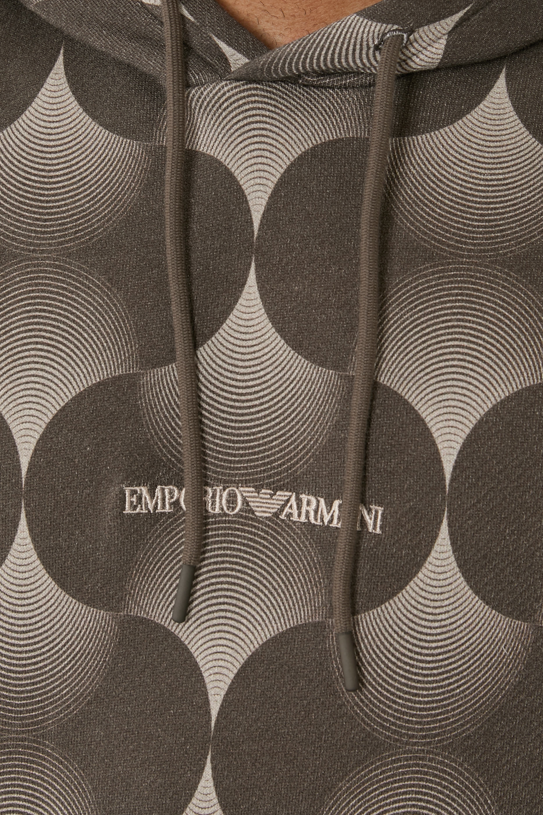 Op-Art Print Hooded Sweatshirt