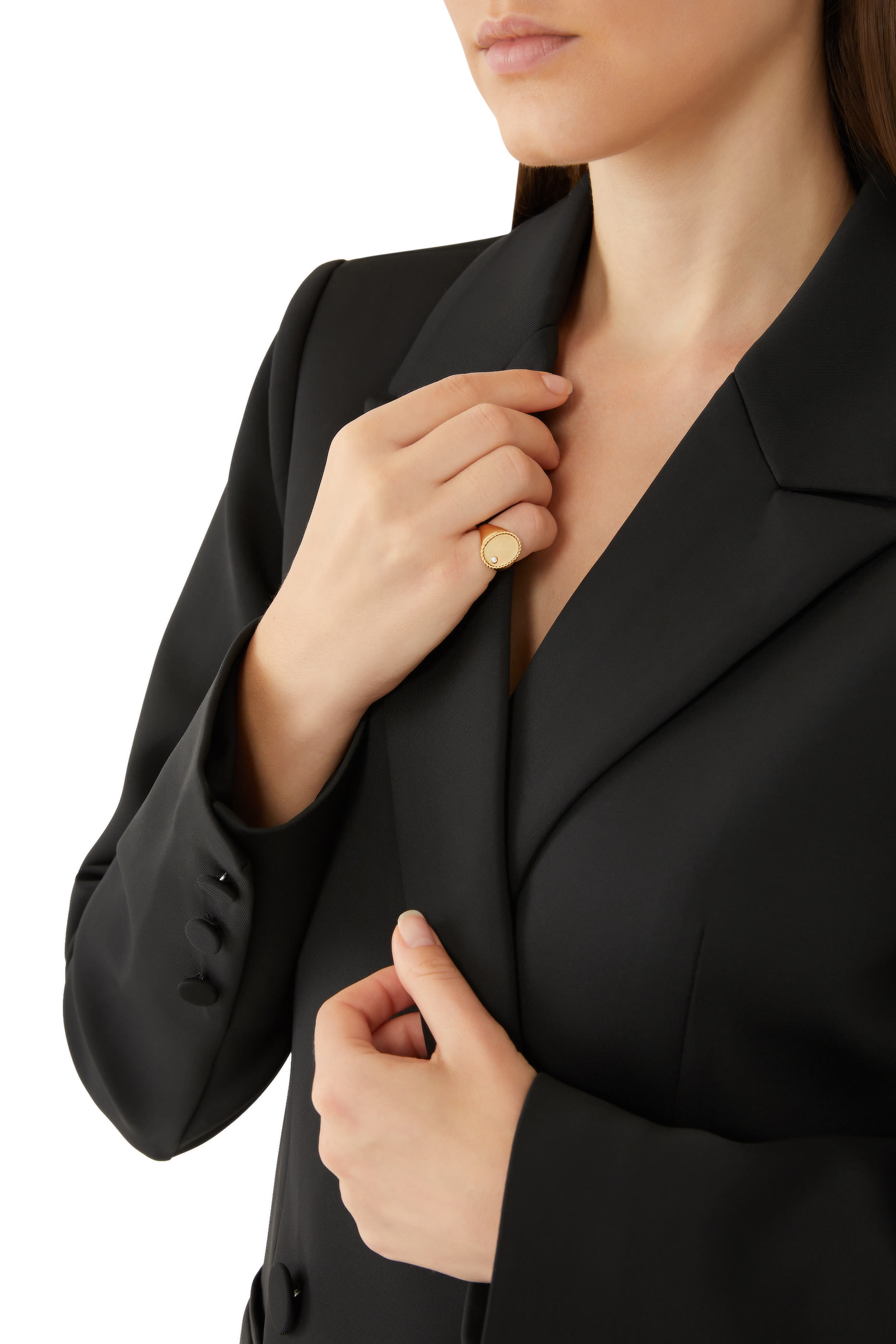 Oval Signet Ring, 18k Yellow Gold & Diamond