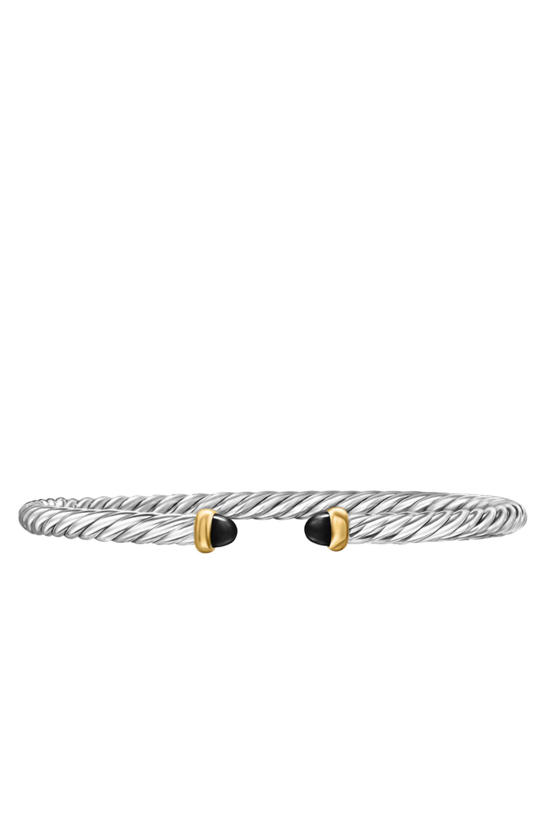 Cable Flex Bracelet, Sterling Silver with 18k Yellow Gold and Black Onyx