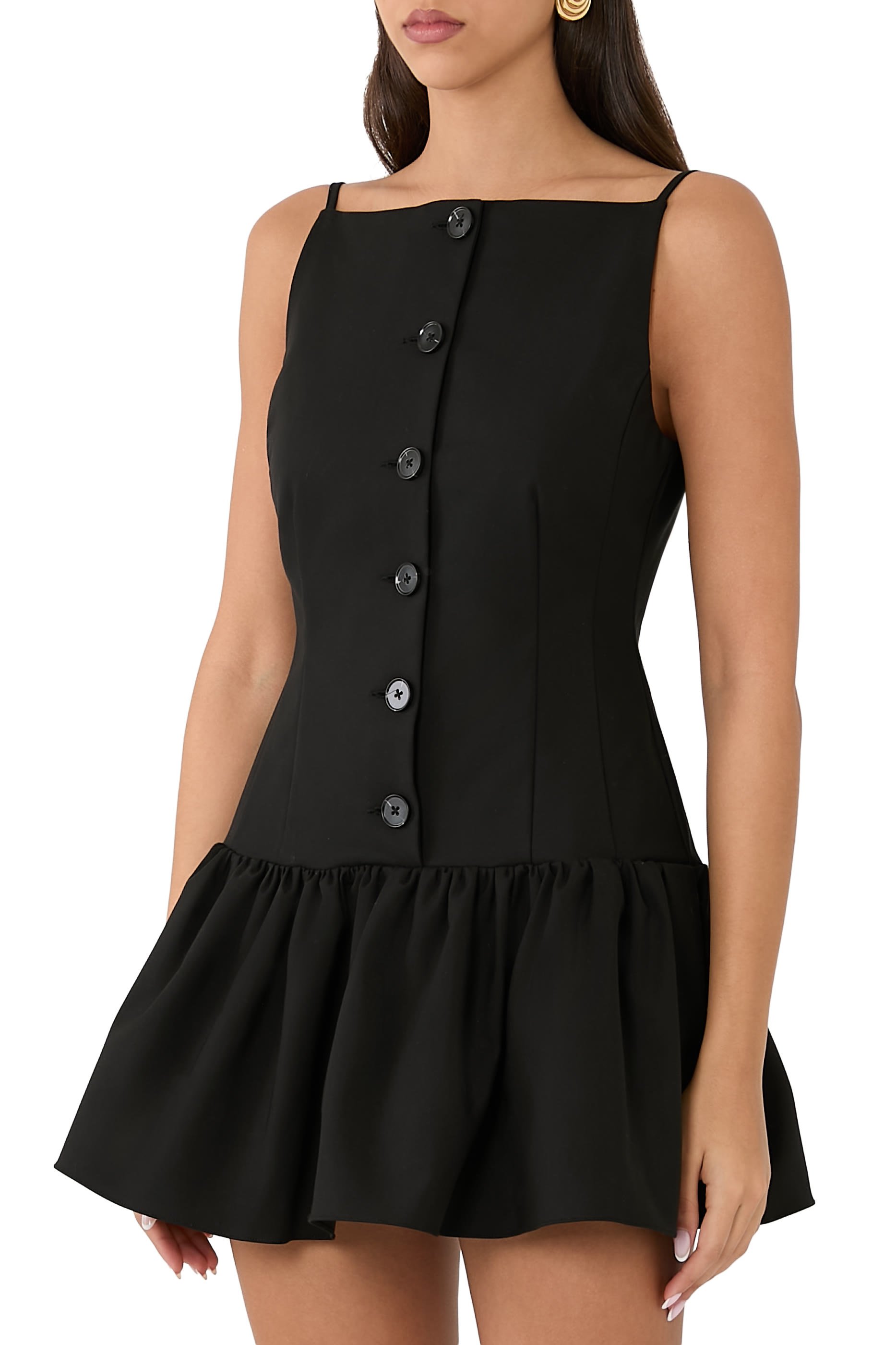 Lani Drop Waist Square-Neck Mini Dress