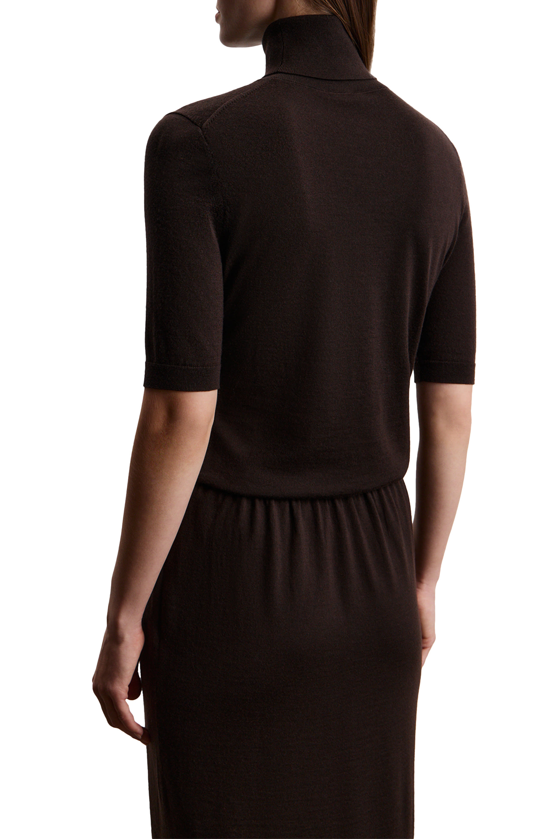 Merino Wool High Neck Wrap Blouse