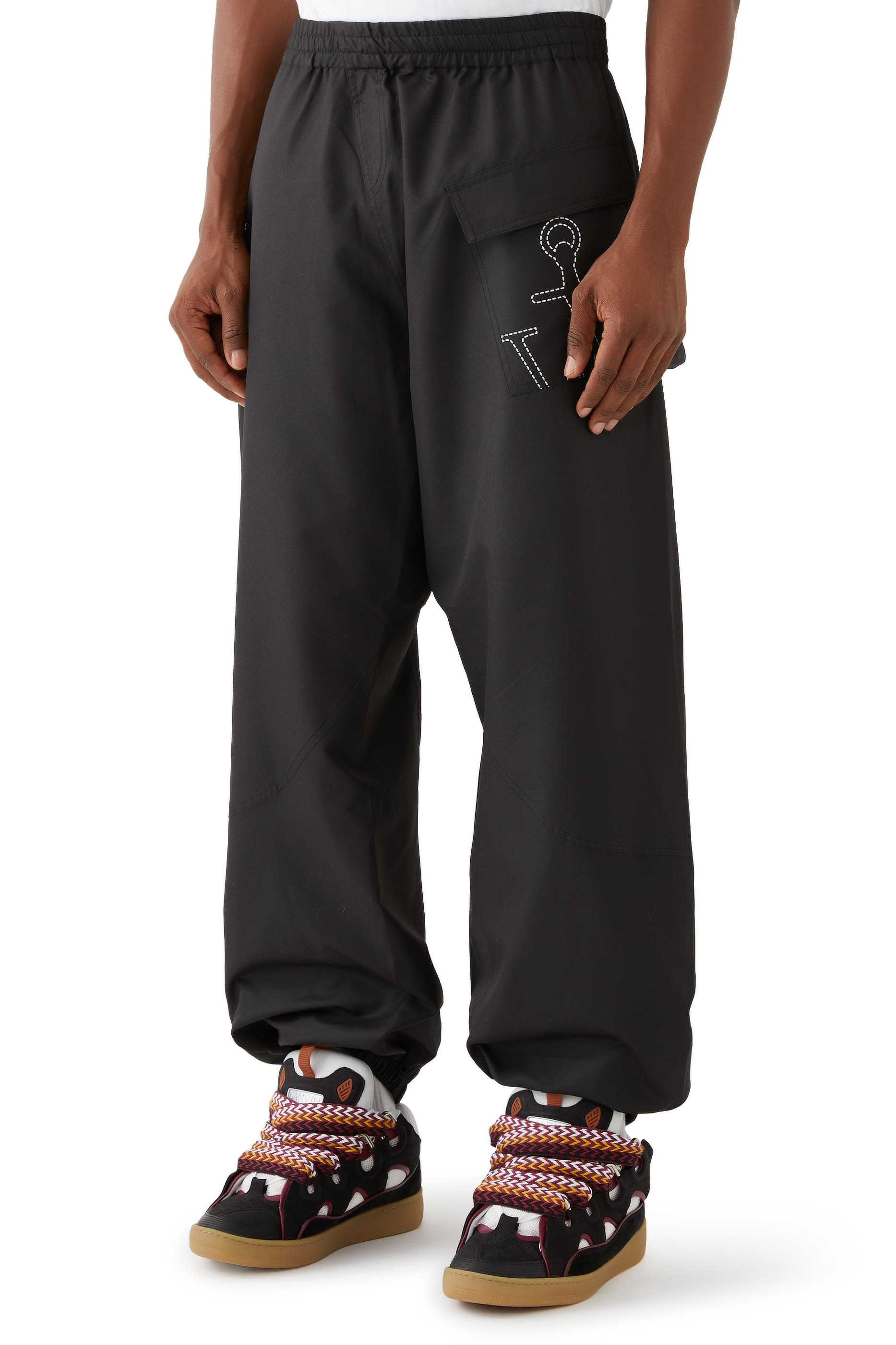 Twisted Joggers with Anchor Logo Embroidery