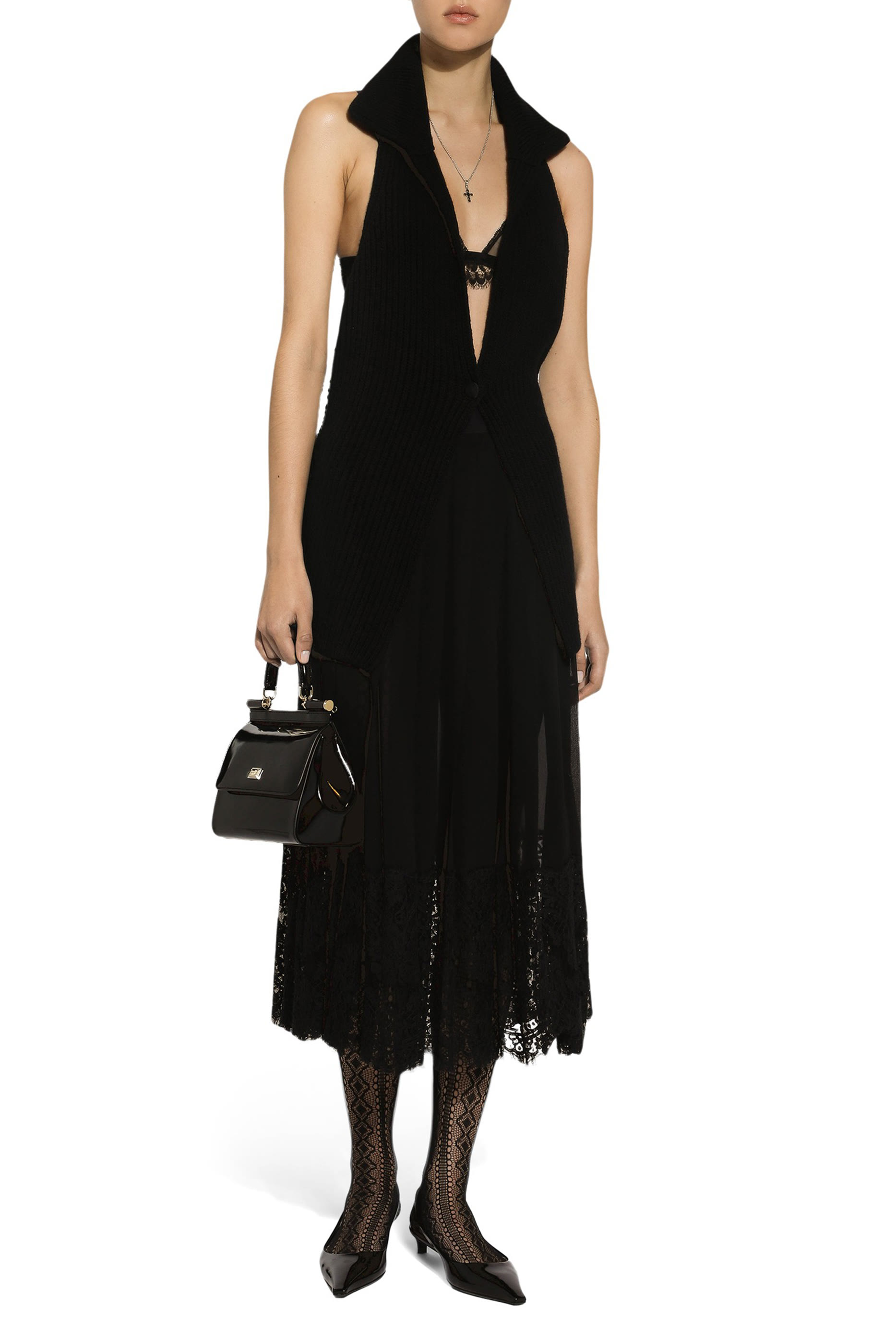 Long Georgette Skirt with Lace Edgings