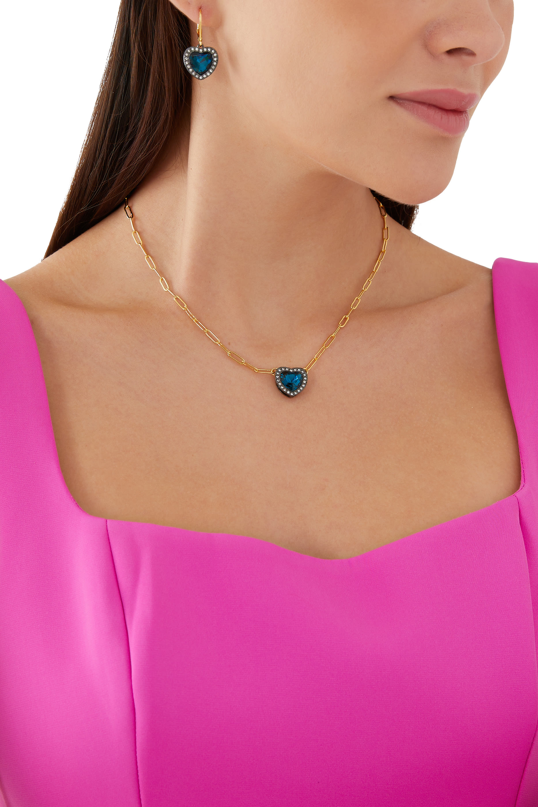 Crystal Heart Earrings, Gold-Plated Metal & Crystals