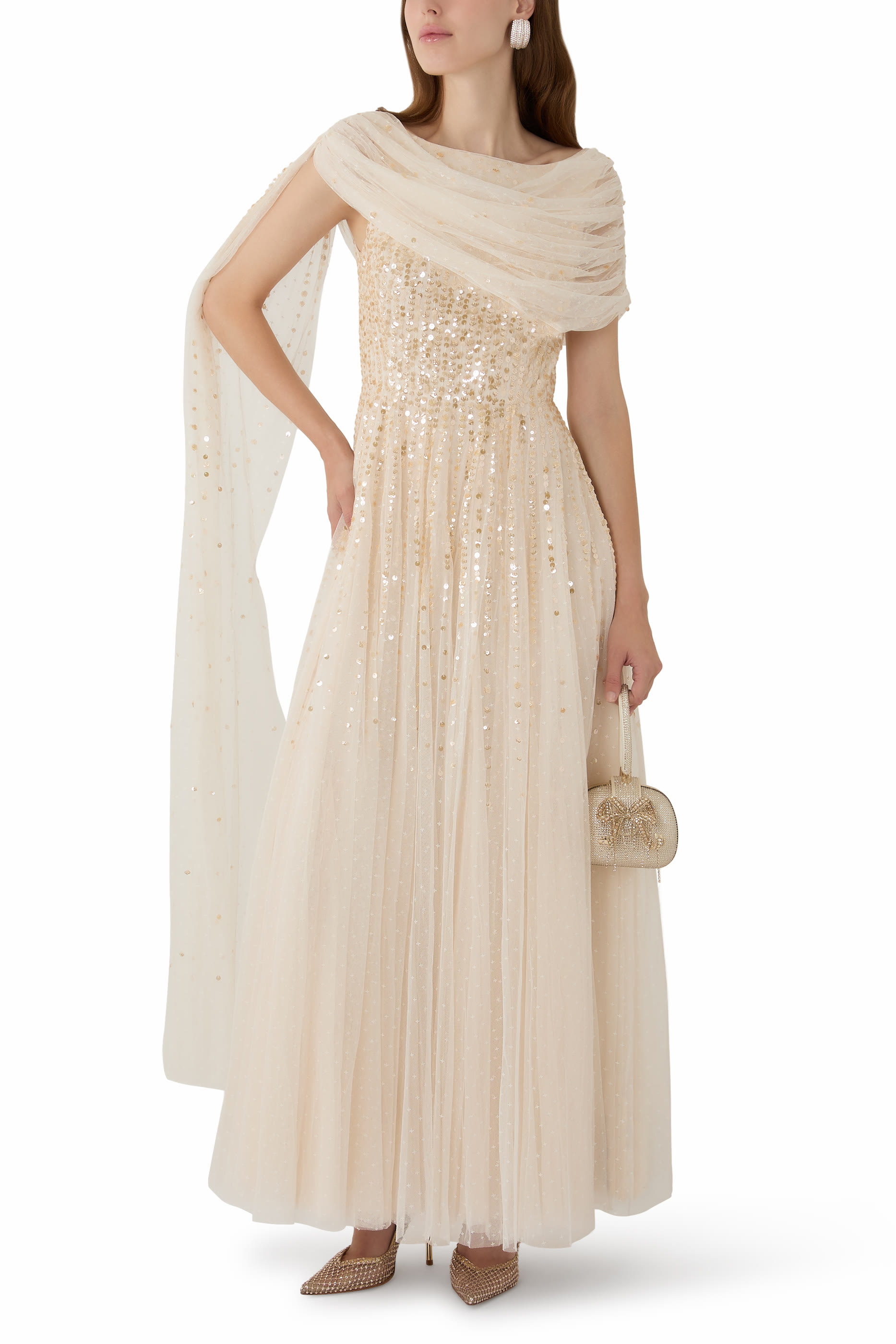 Rose Bloom Cape Gown
