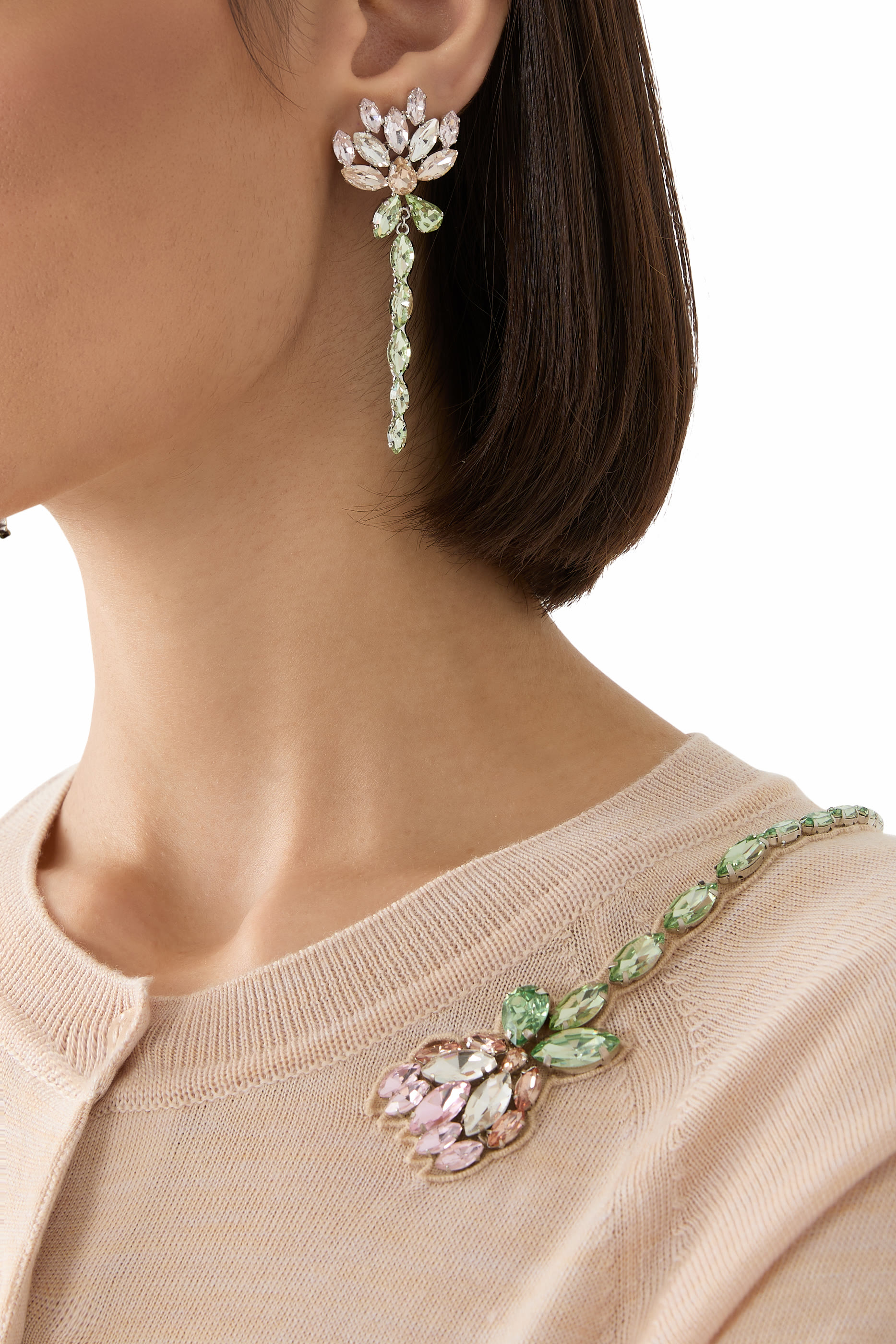 Crystal Carnation Drip Earrings