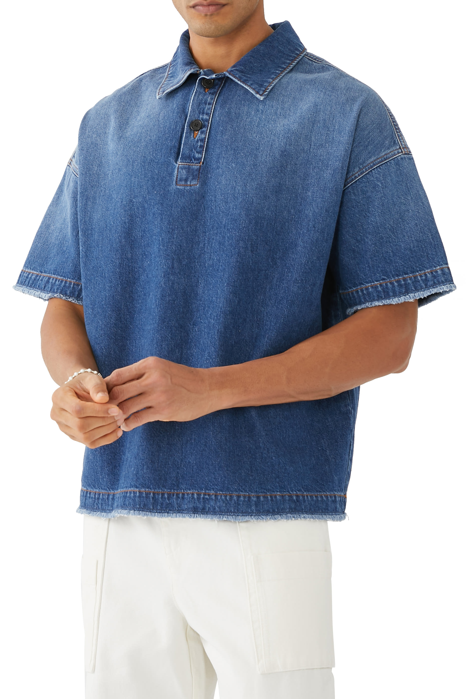 Short Sleeve Denim Polo Shirt