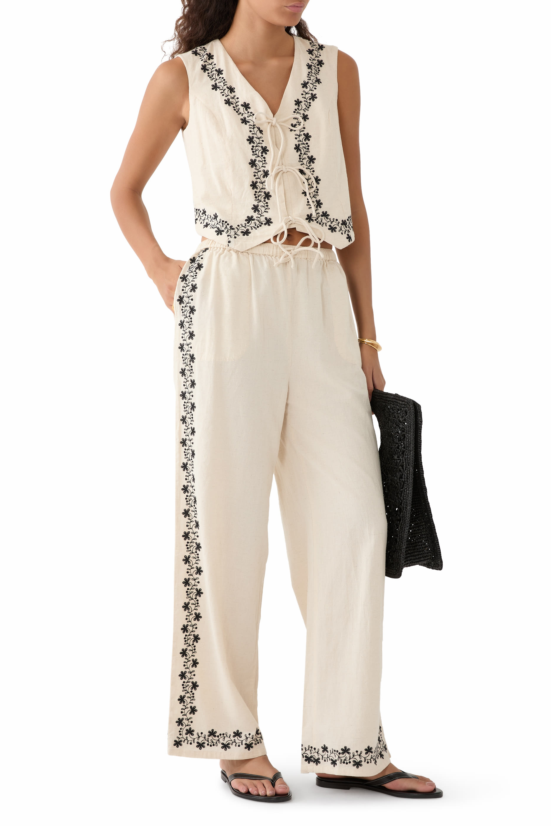 Floral Embroidered Shona Trousers
