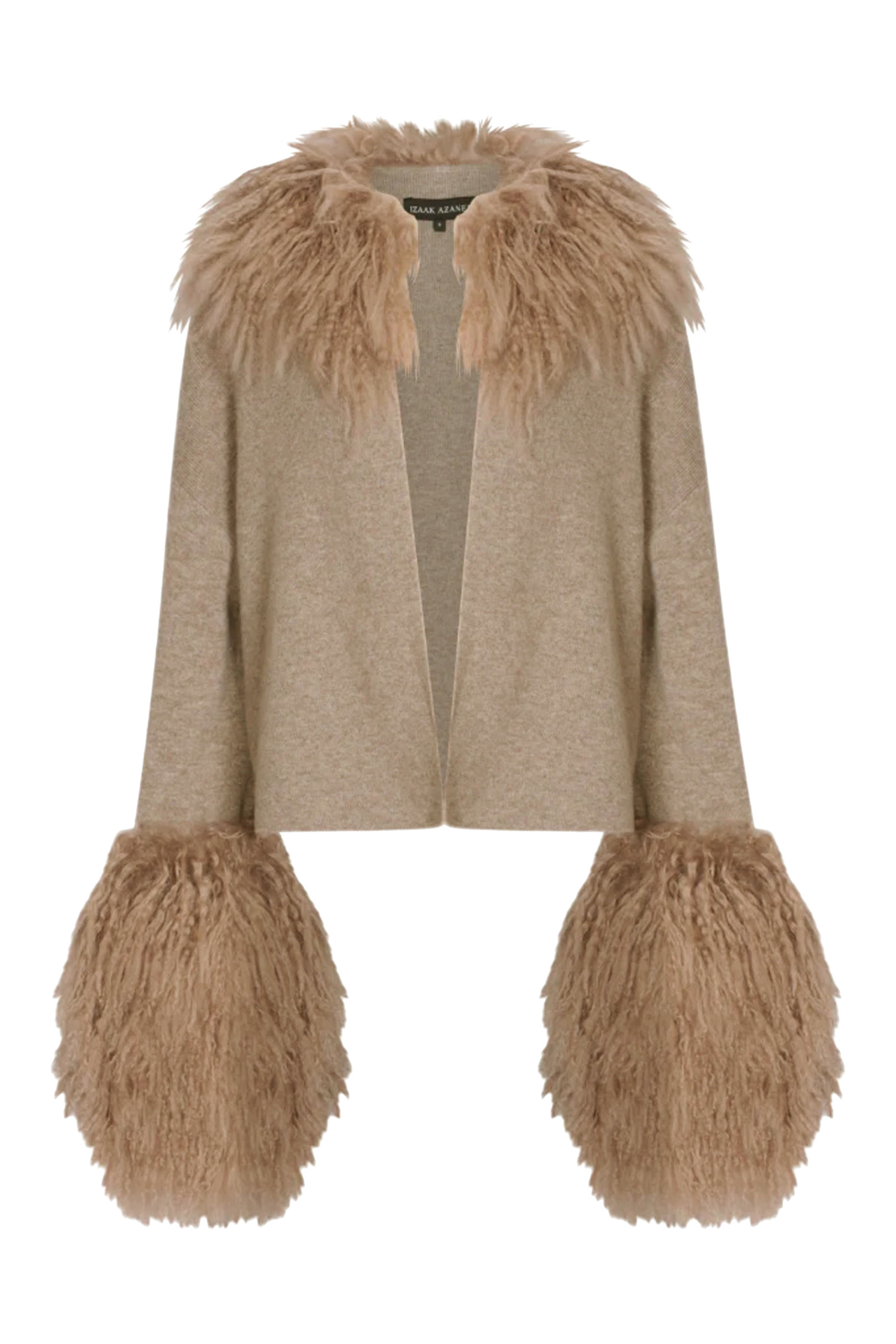 Cable Knit Jacket with Shearling Collar & Cuffs