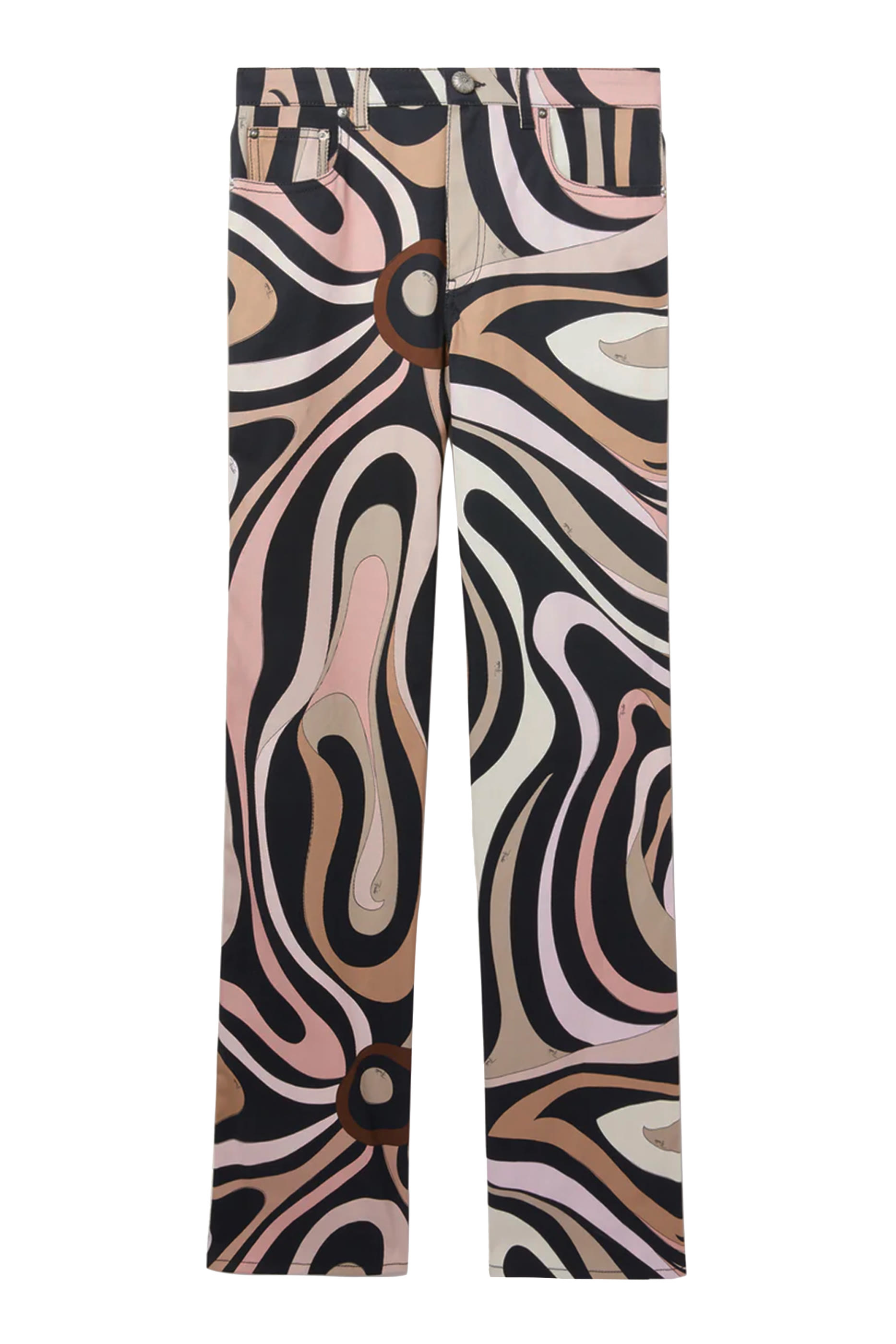 Marmo Print Straight Silk Twill Pants