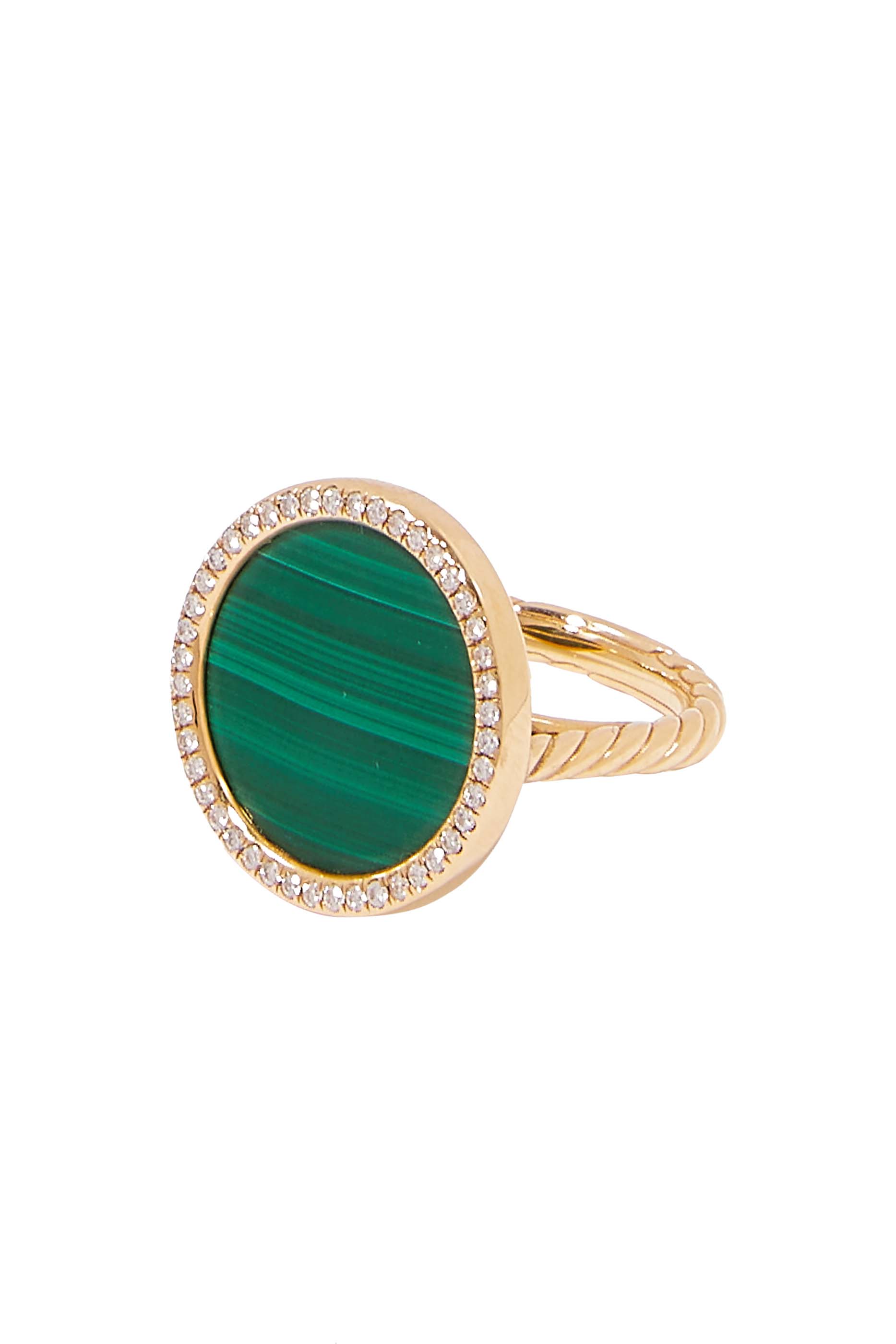 Elements&reg; Ring in 18K Yellow Gold with Malachite and Pav&eacute; Diamonds