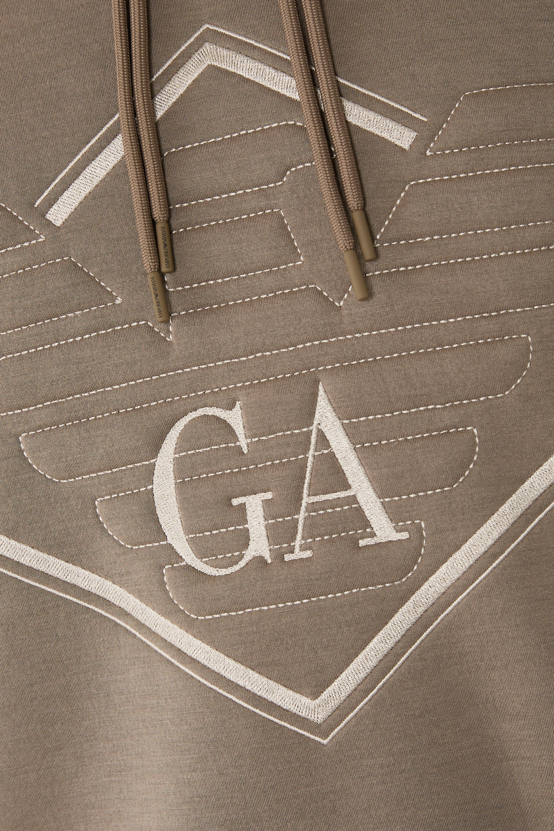 Oversized Eagle Logo Double-Jersey Hooded Sweatshirt