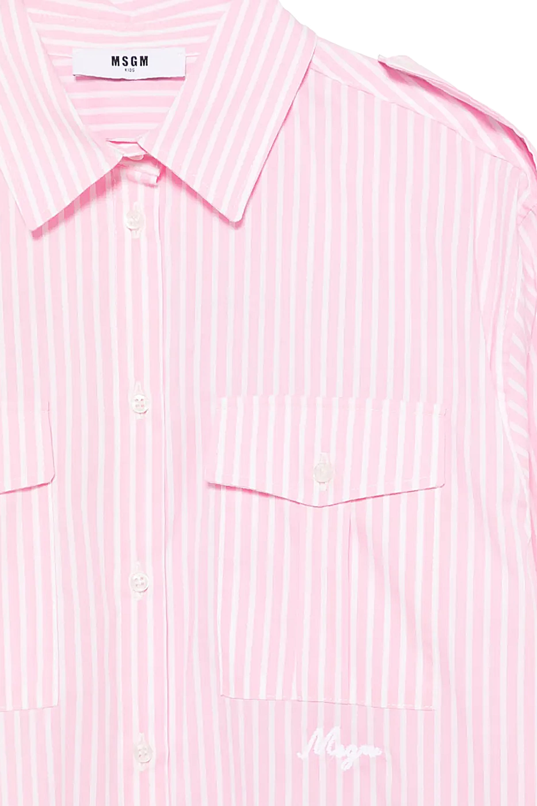 Kids Vertical Stripes Poplin Shirt Dress