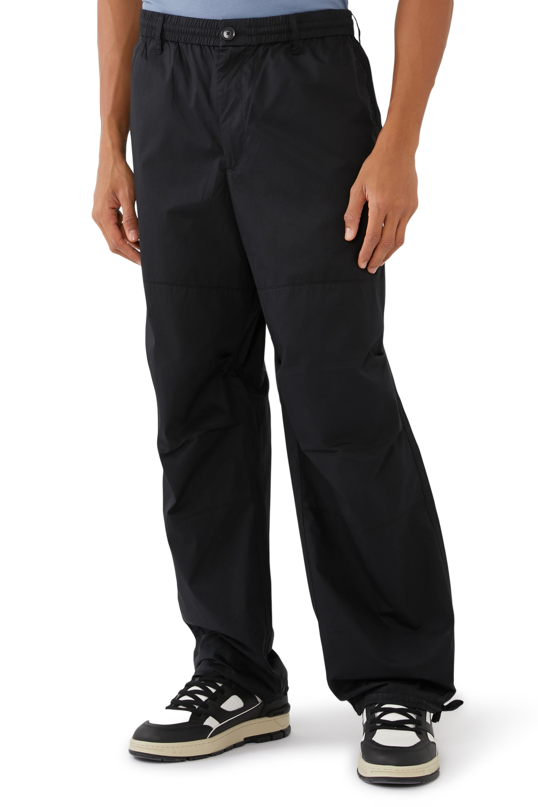 Oversized Cotton Twill Trousers with Drawstring