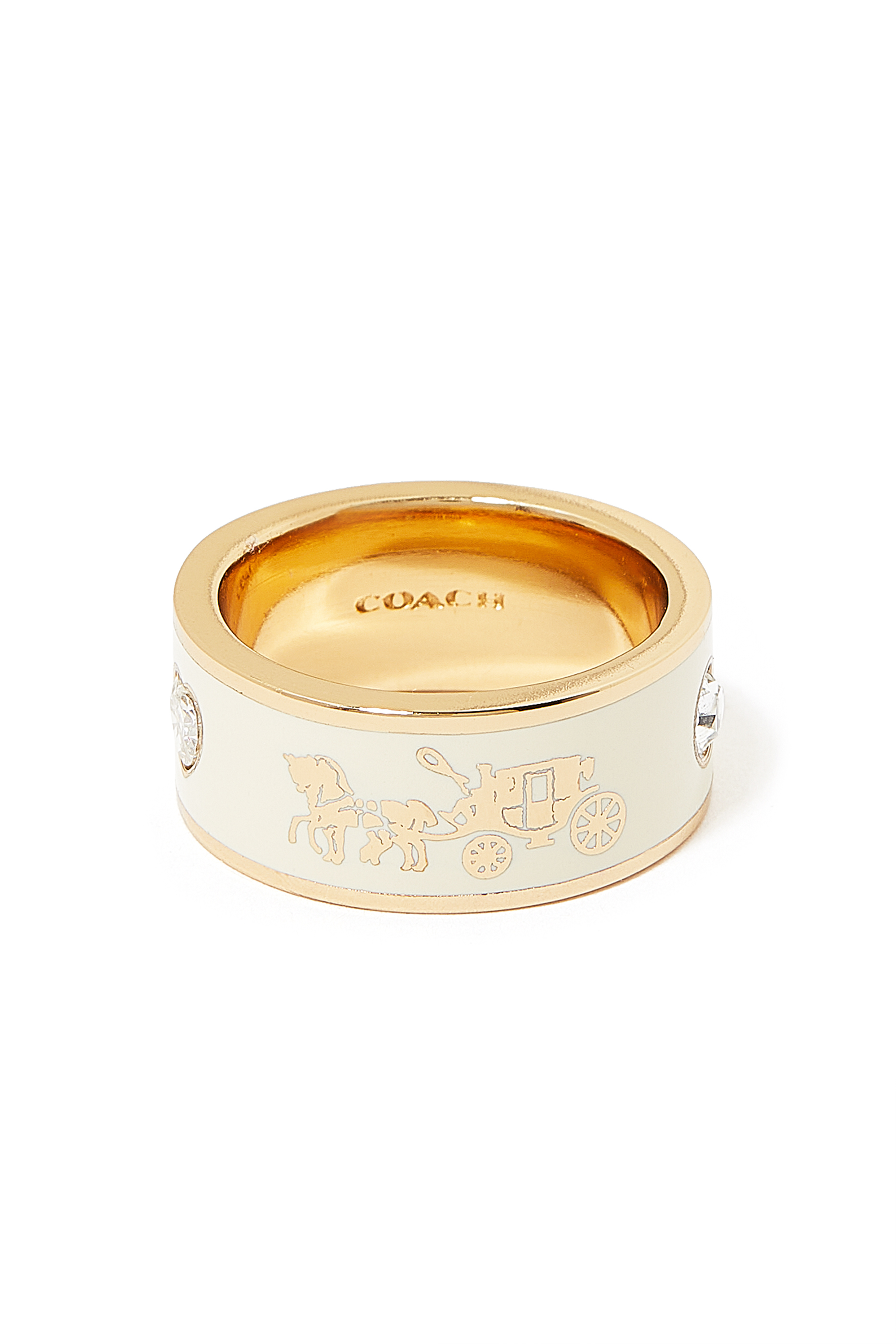 Enamel Horse & Carriage Band Ring