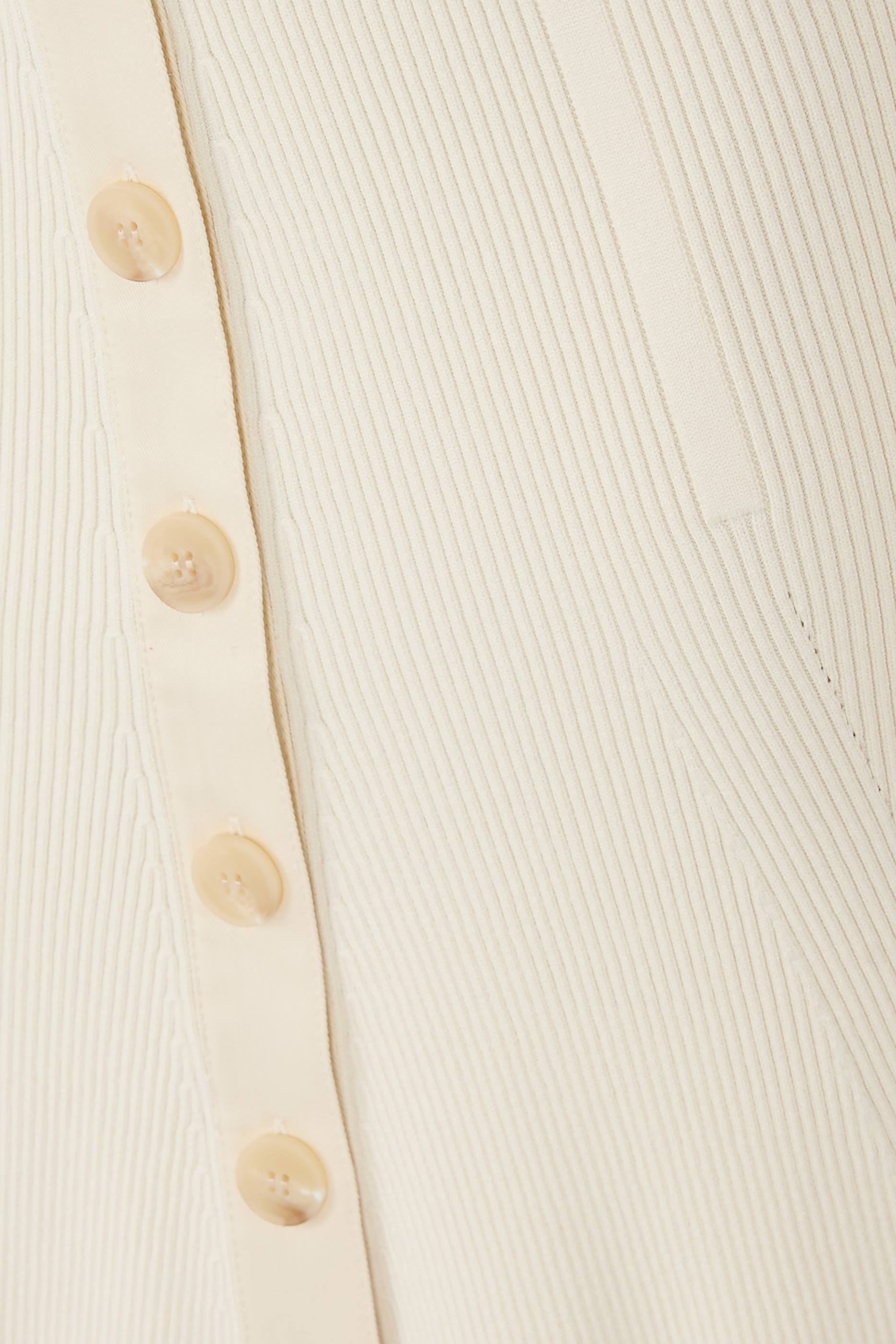 Cotton-Trimmed Ribbed-Knit Midi Skirt