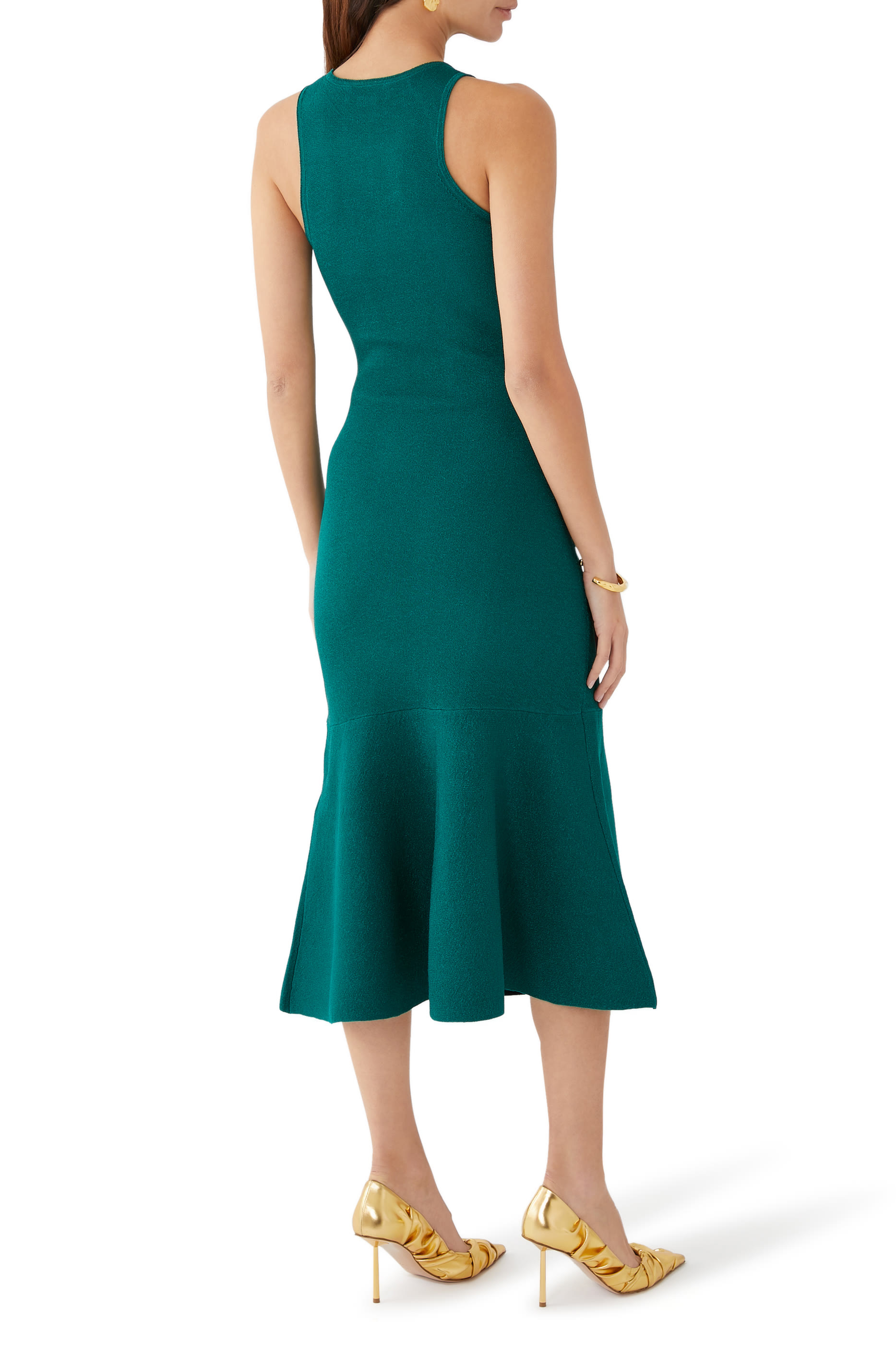 Fluted Lurex Midi Dress