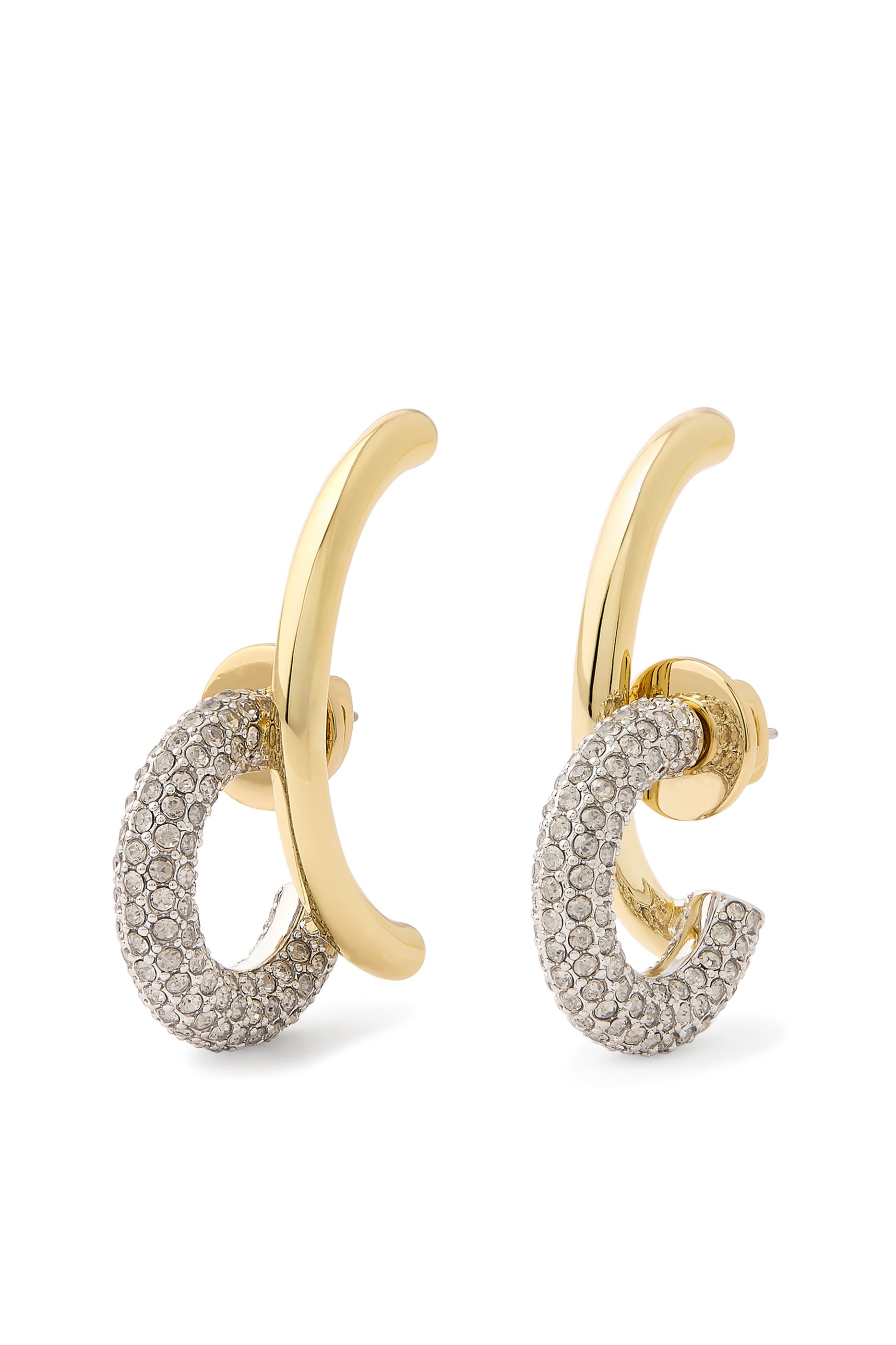 Marisa Pav&eacute; Hoops, 12K Gold Plated Brass & Crystals