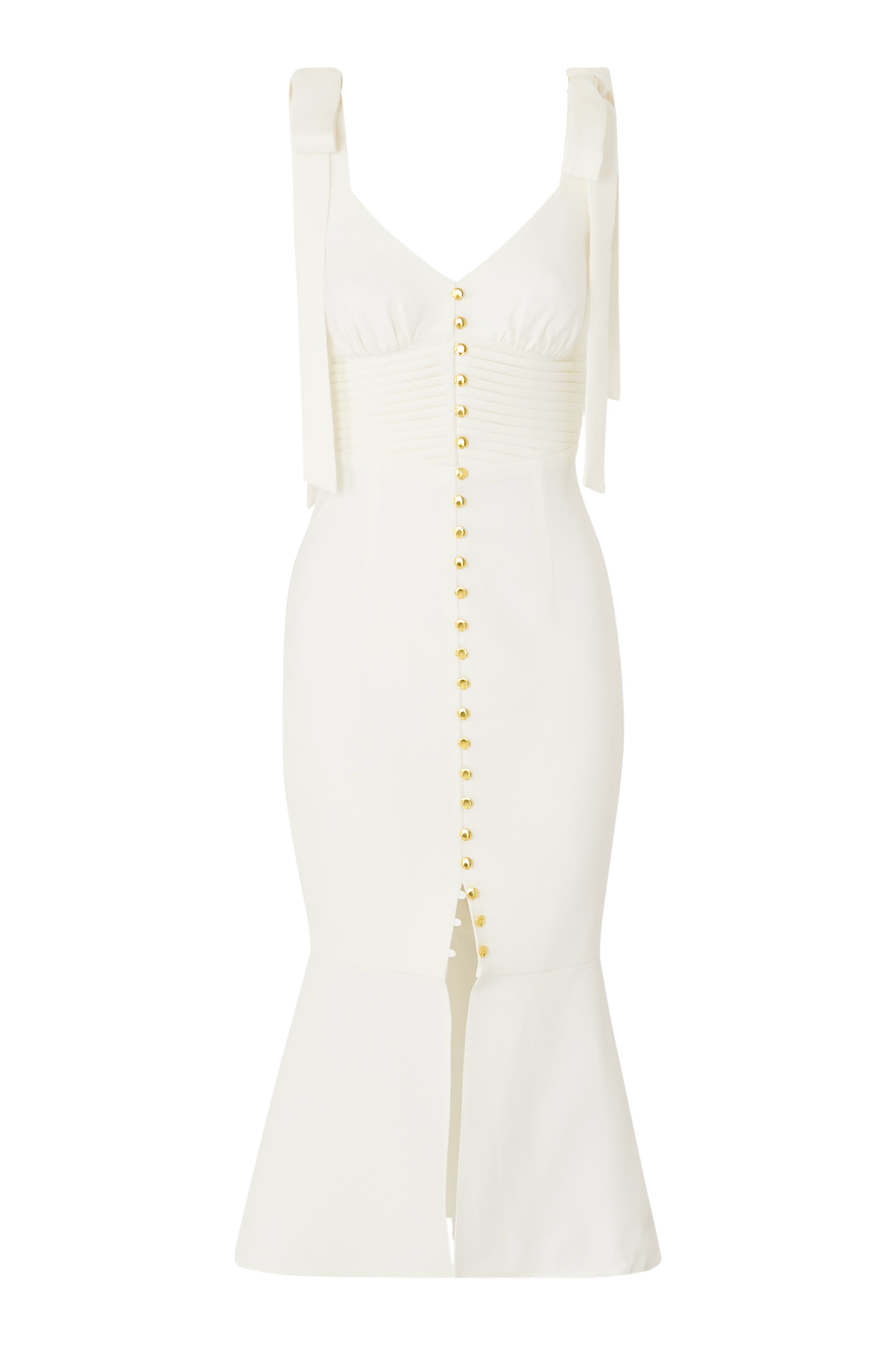 Kamila Tie Strap Micro Shell Button Midi Dress