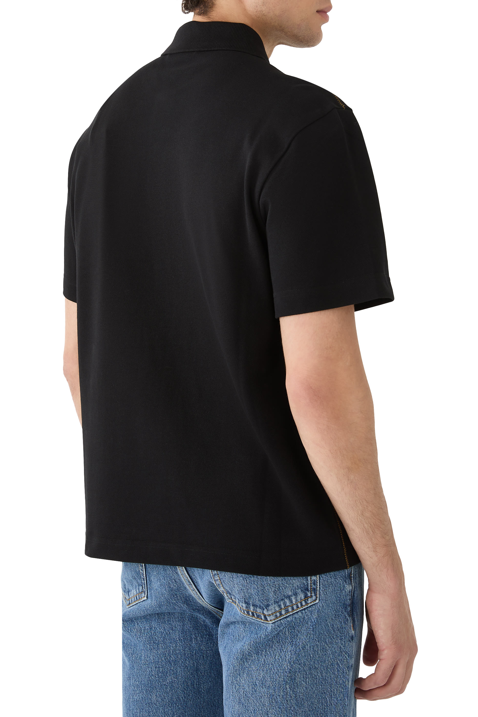 Logo Patch Cotton Piquet Polo Shirt