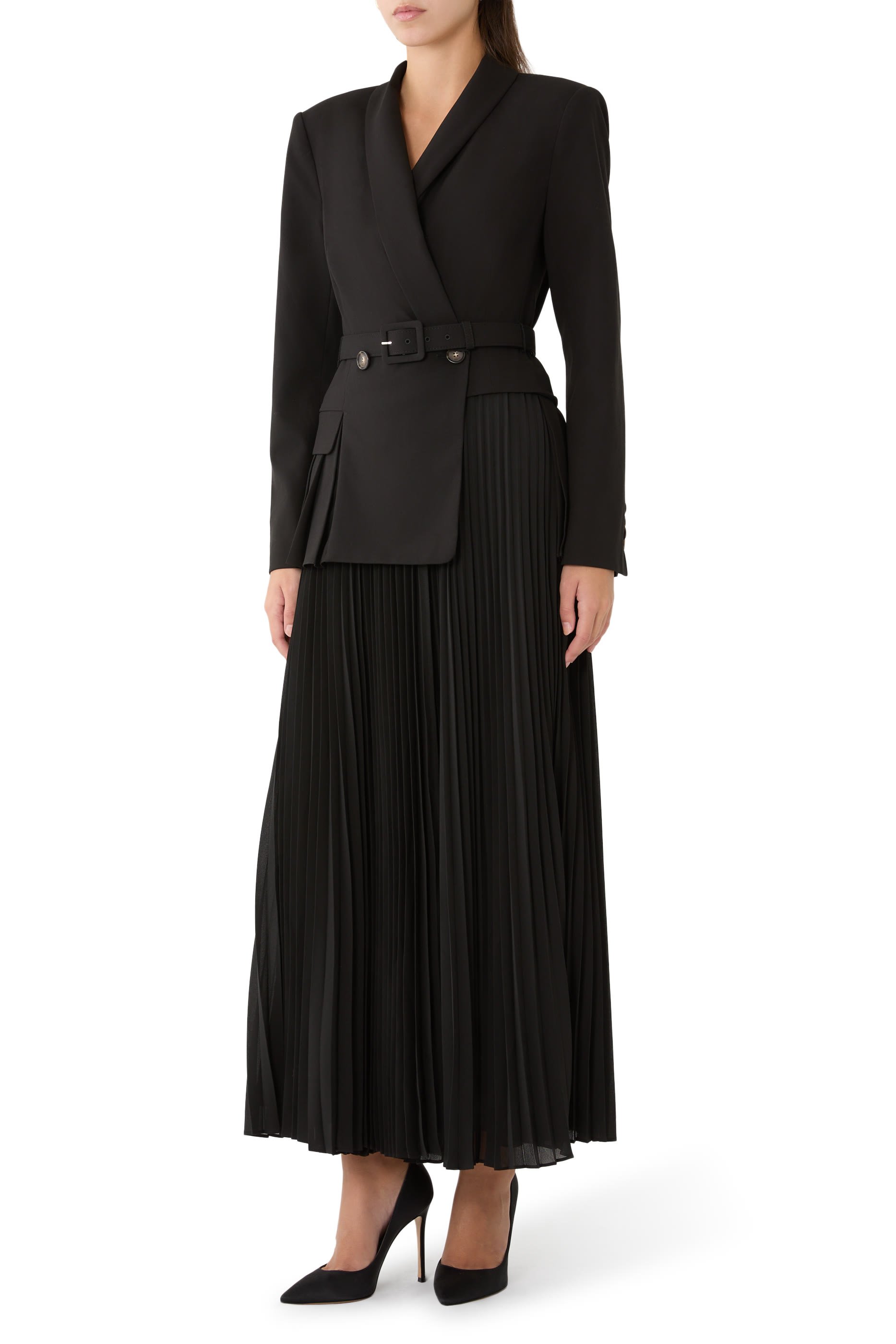 Alexandra Pleated Blazer Midi Dress