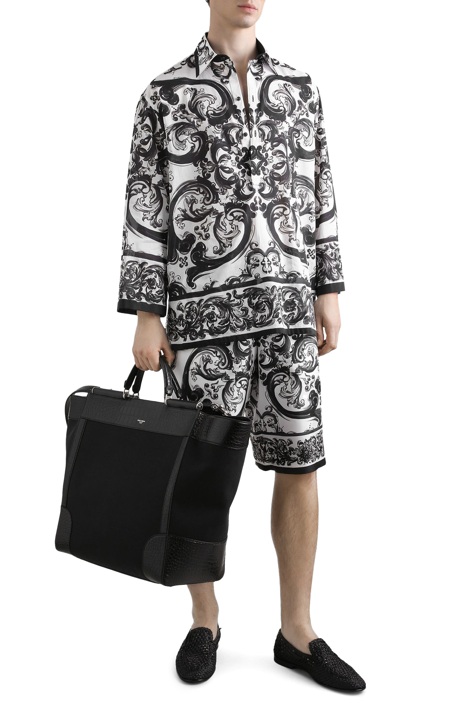 Majolica-Print Silk Twill Shorts