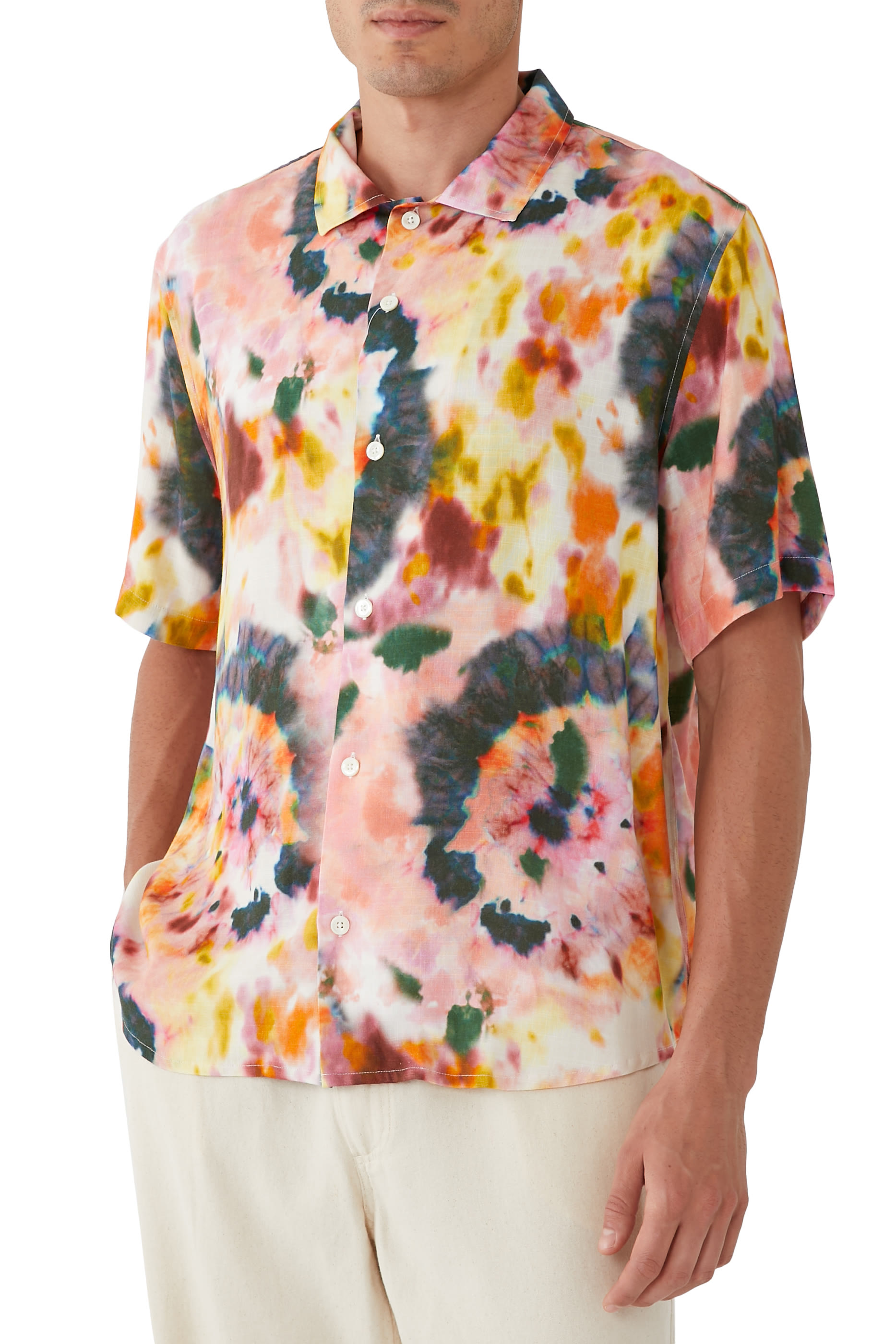 Tie Dye Short Sleeves Camp Shirt