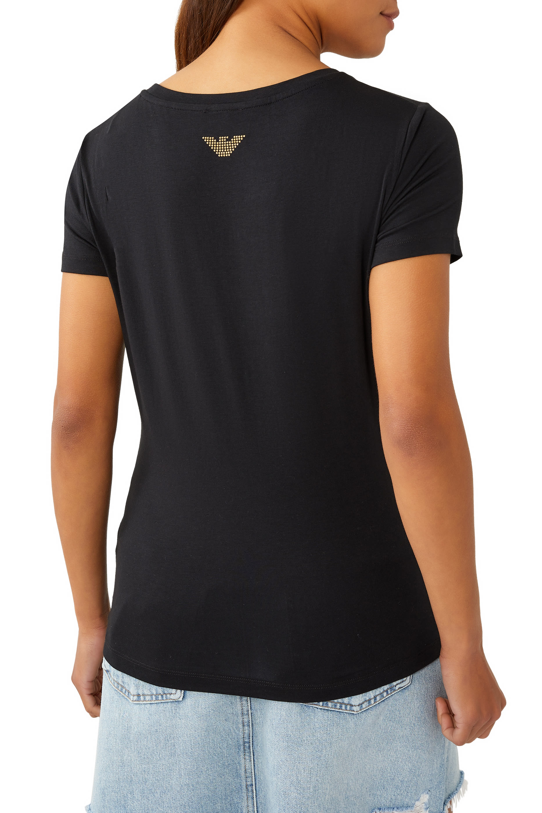 Rhinestone Embellished Logo T-Shirt