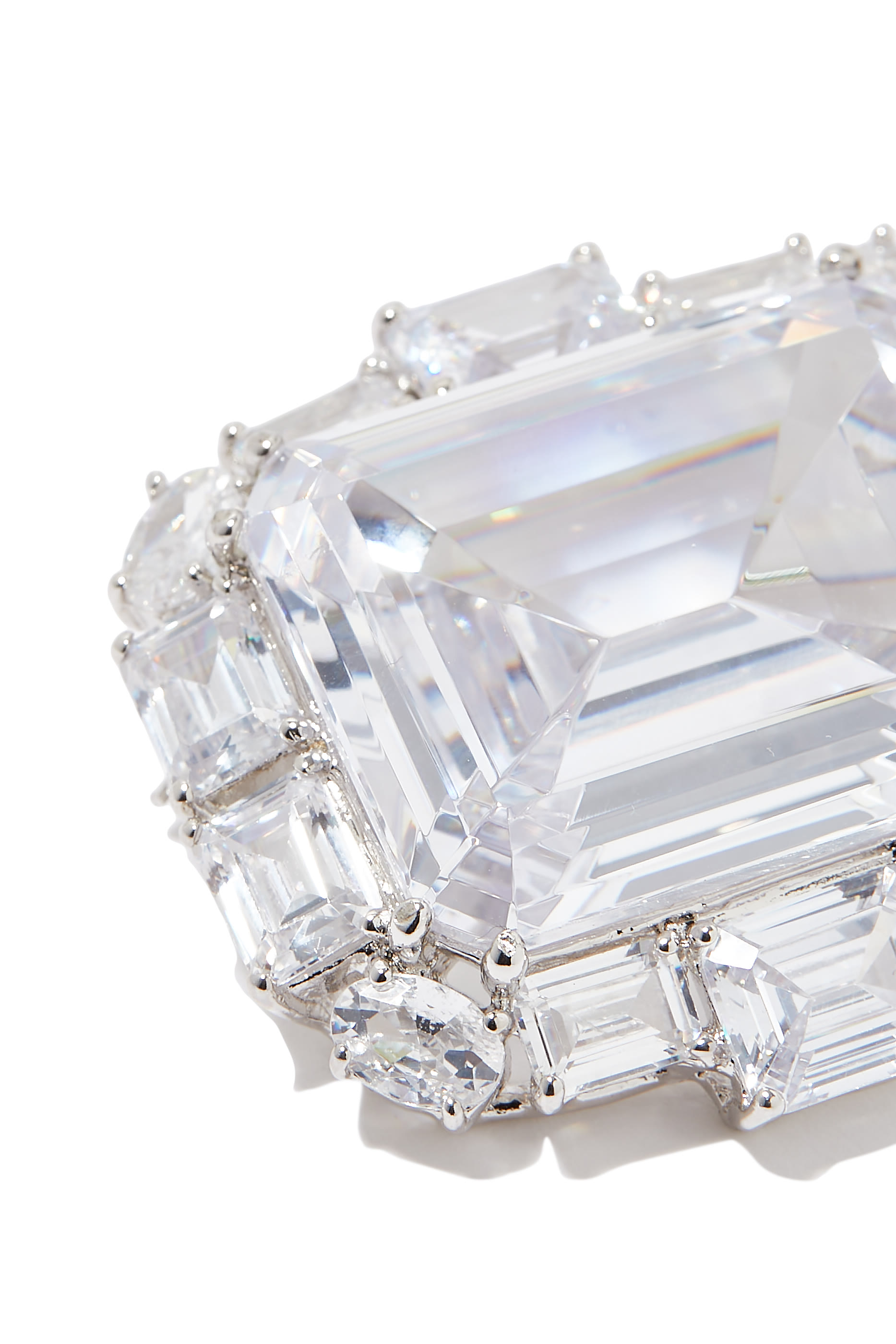 Cubic Zirconia Oval Accent Brooch