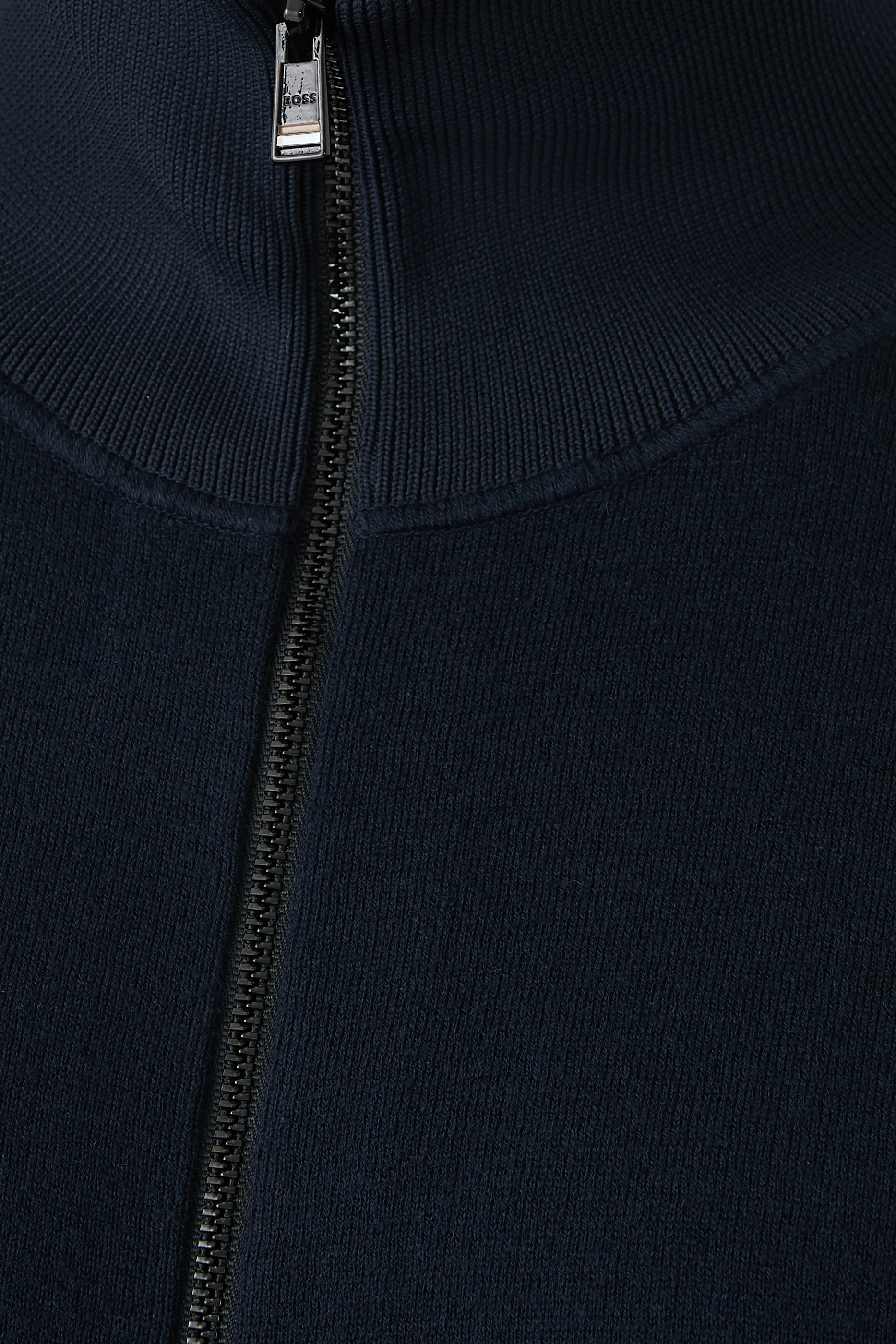 Zip-Up Cardigan in Cotton and Virgin Wool