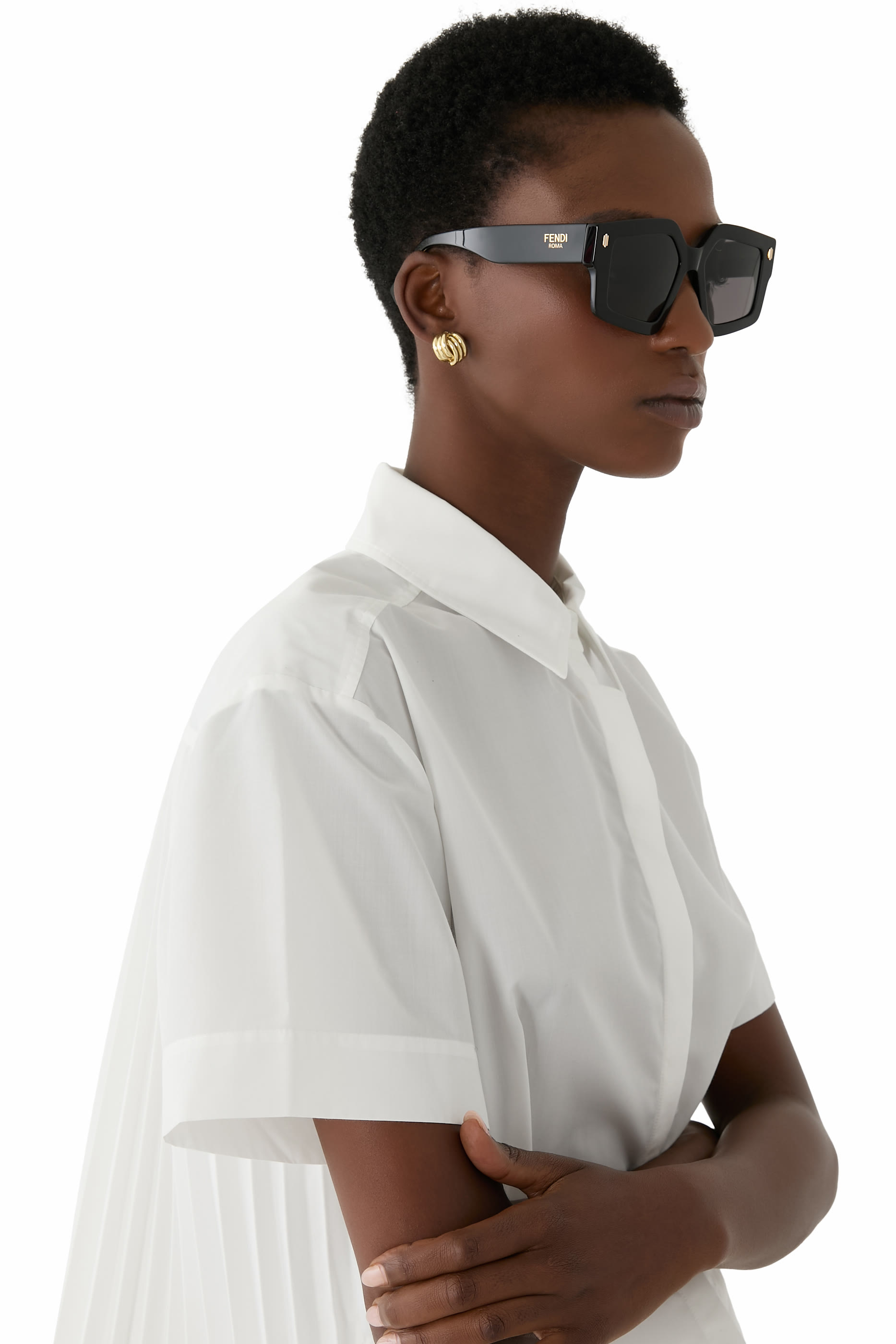 Fendi Roma Black Square Sunglasses