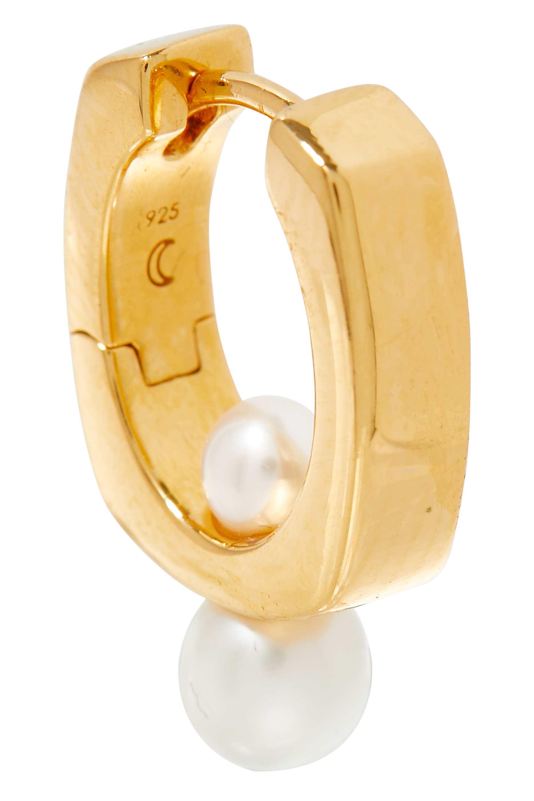 Button Pearl Square Small Hoop Earrings