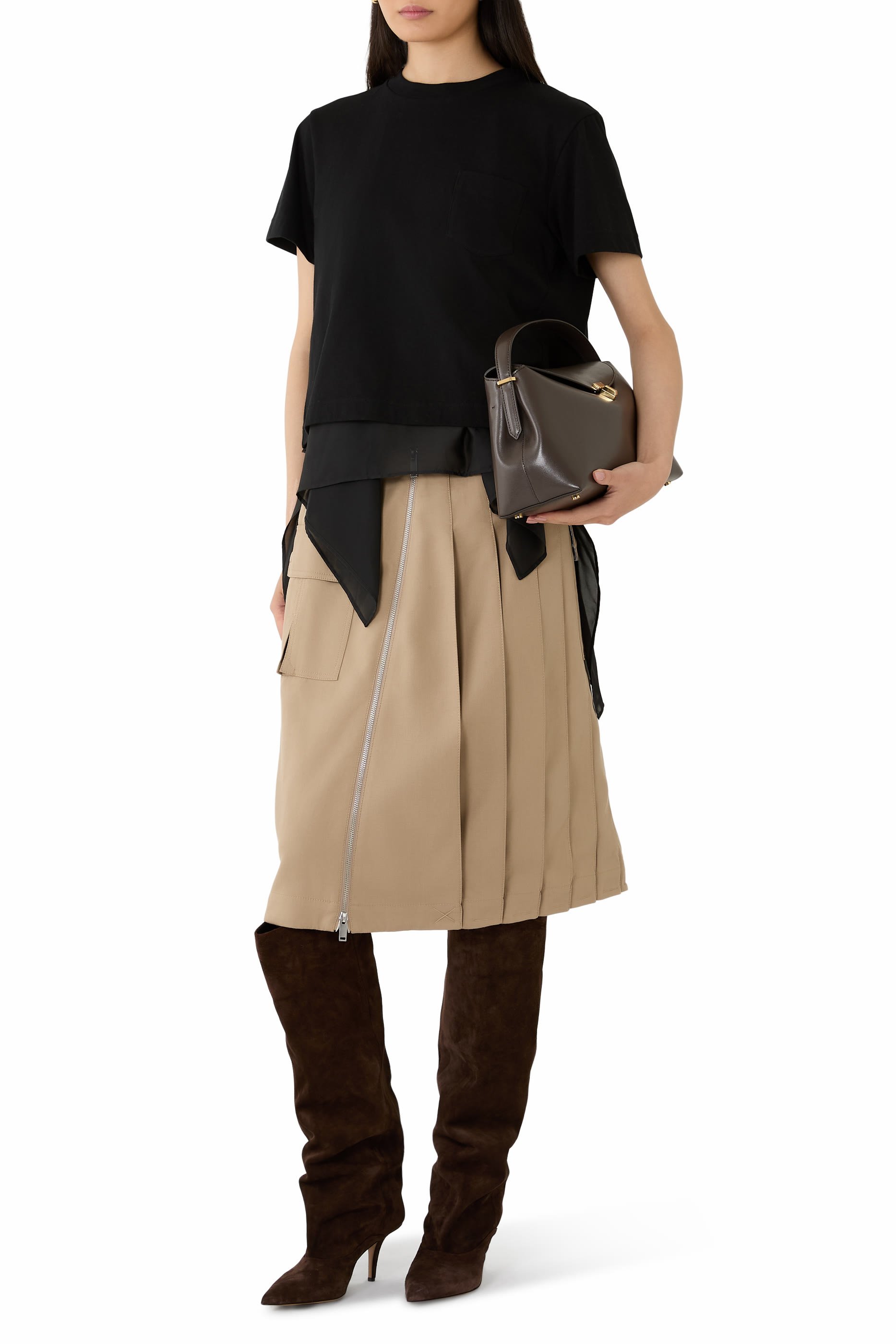 Pleated Zip Utility Skirt