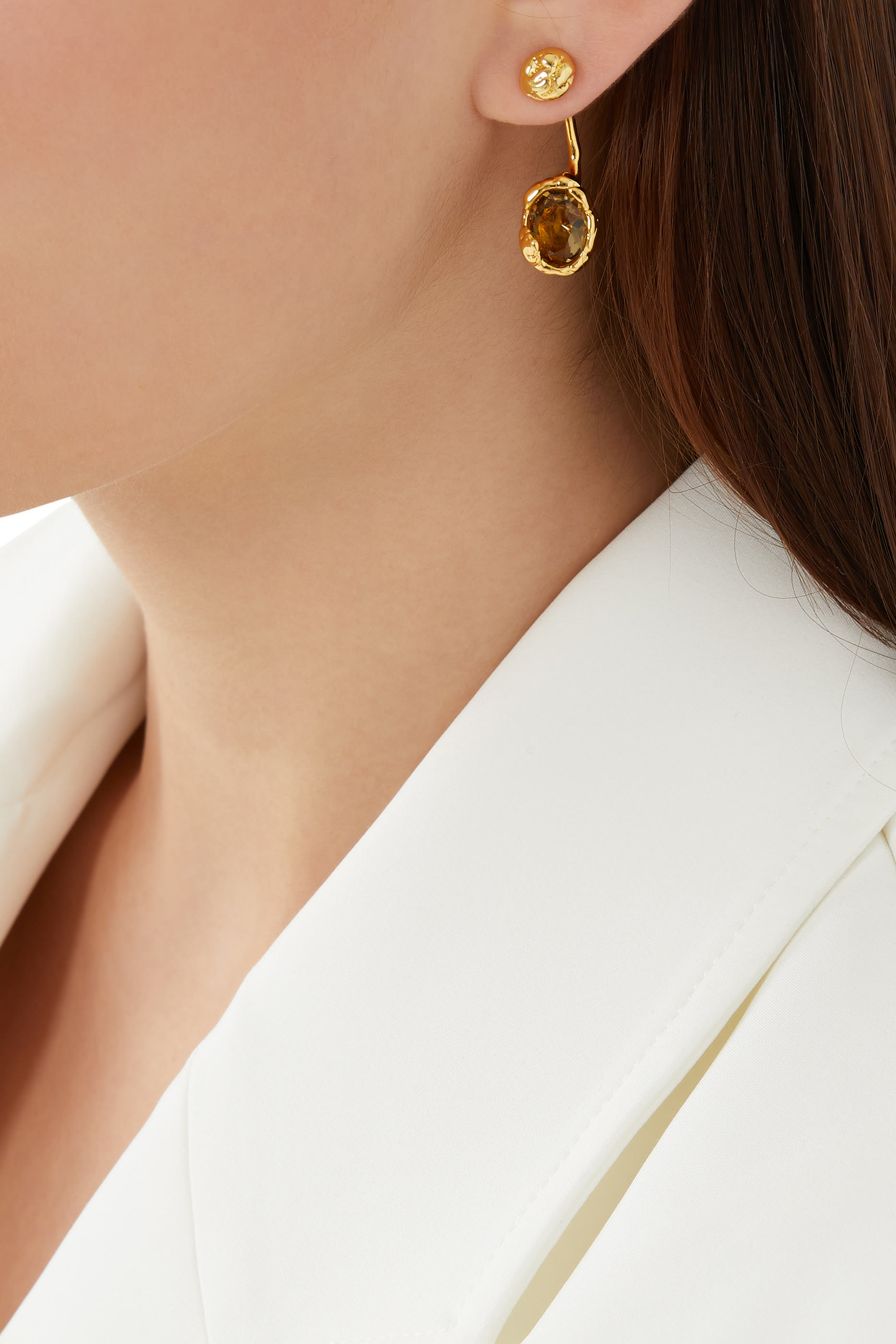 Brut Smoky Quartz Front Back Earring