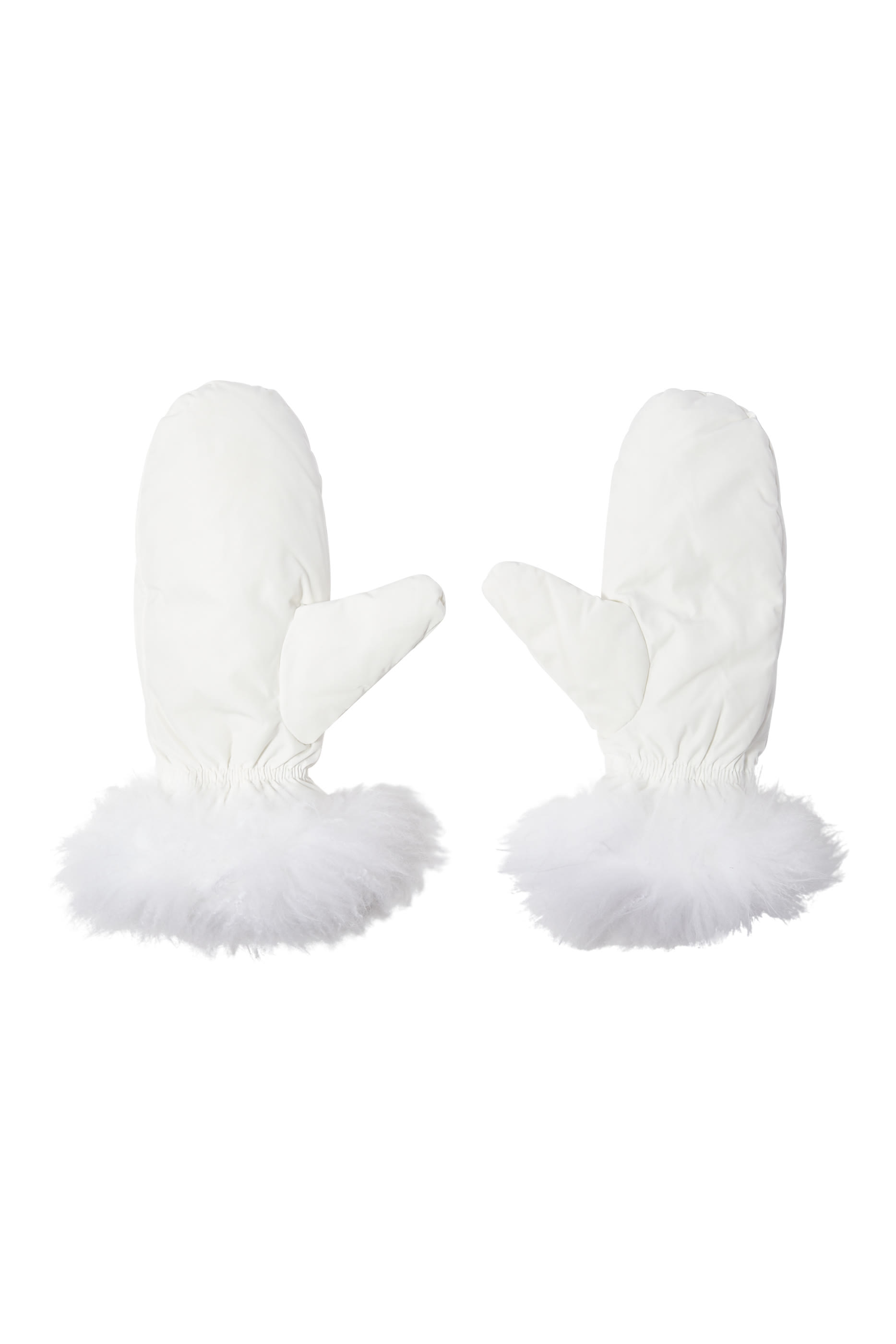 Flannel Mittens with Fox Fur Trim