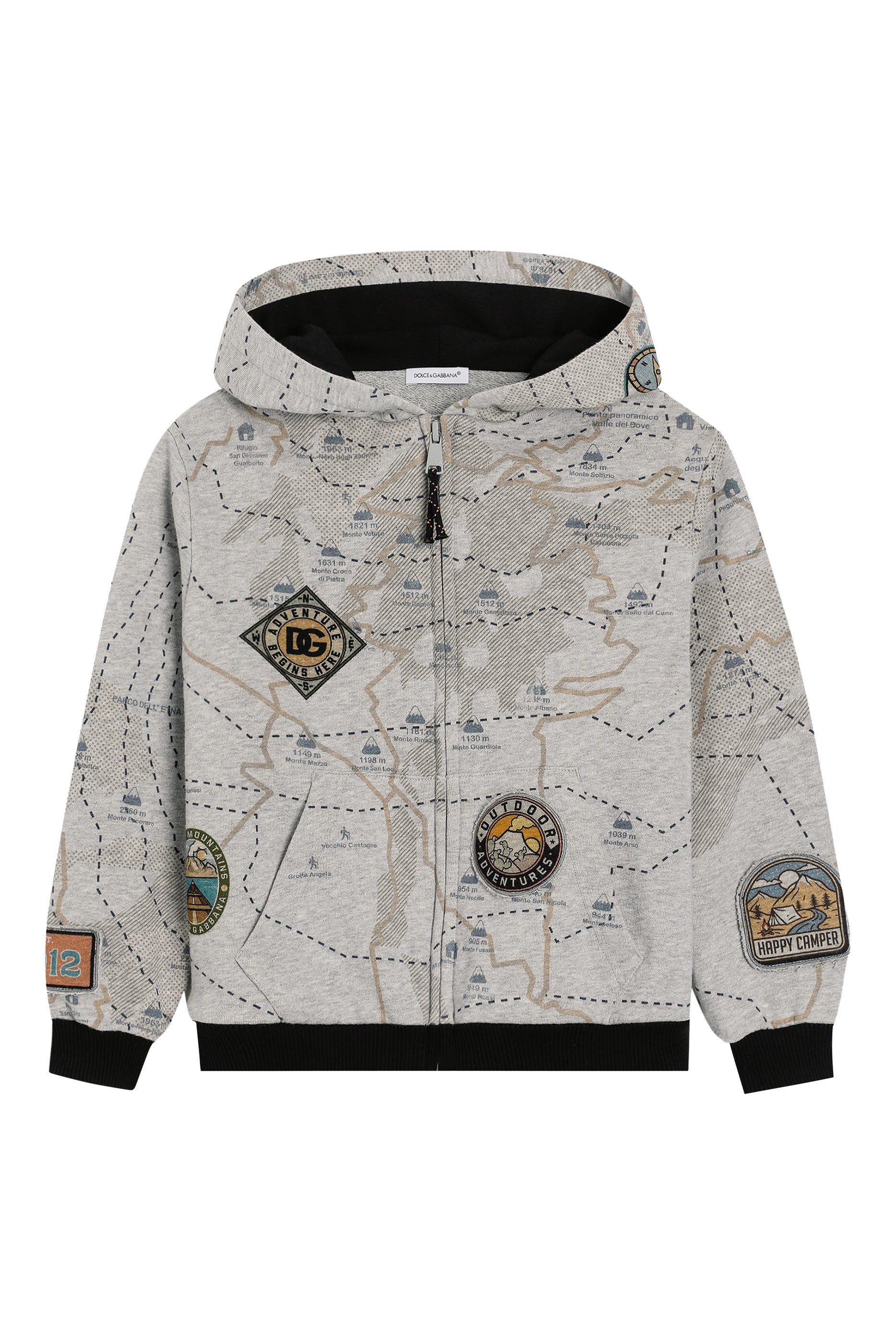 Kids Map-Print Melange Hoodie