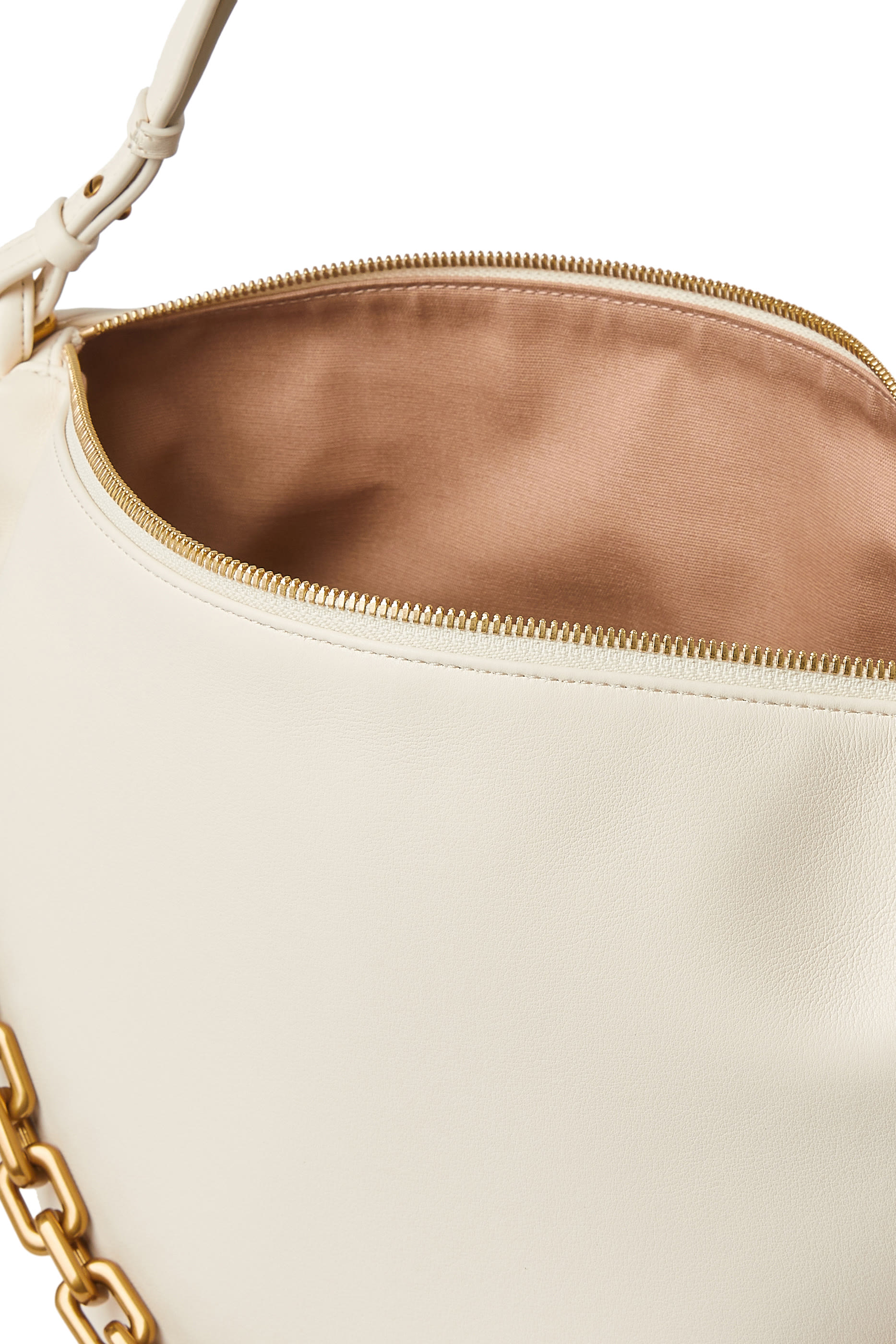 Medium Leather Hobo Bag with Chain