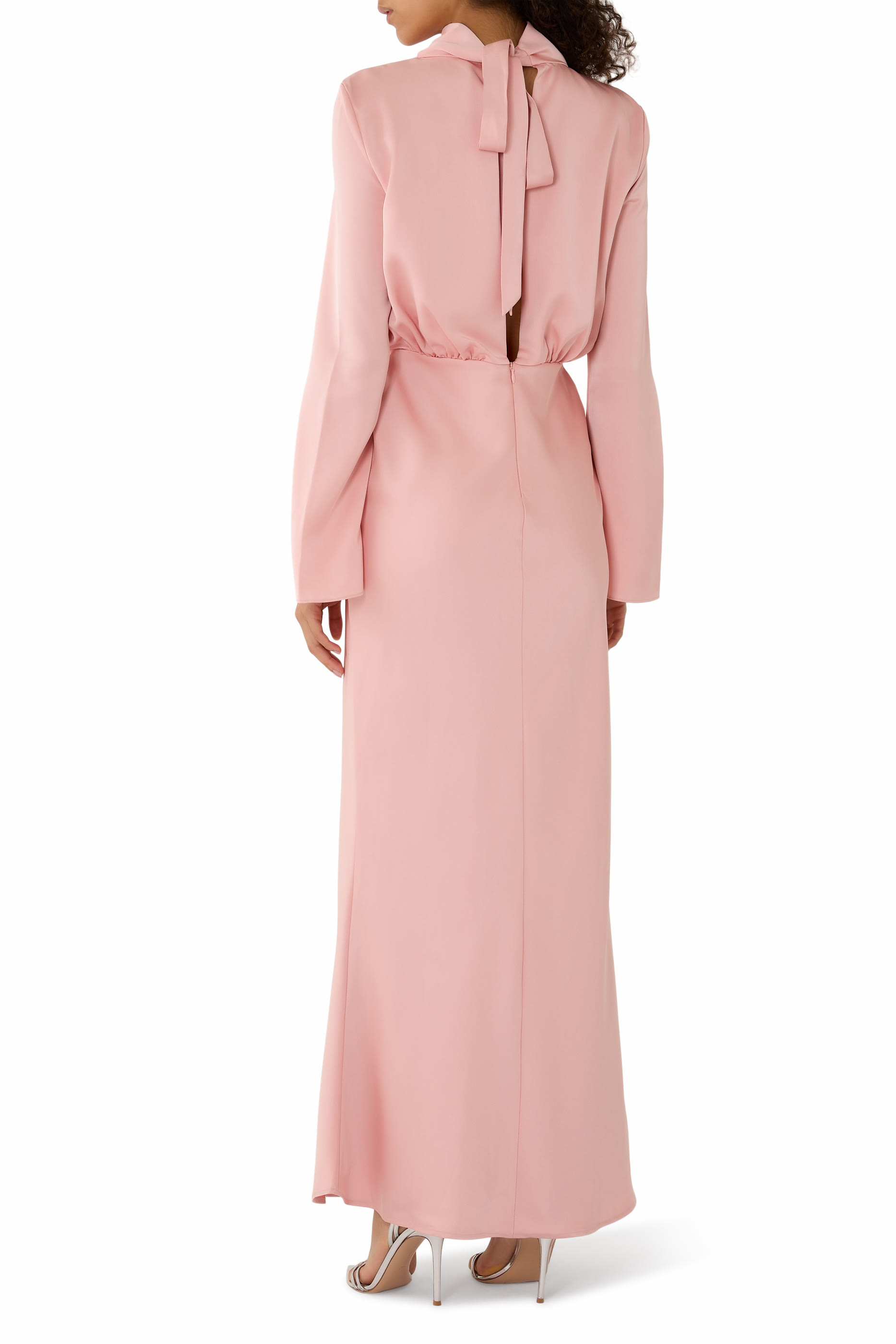 Celina Satin High-Neck Maxi Dress