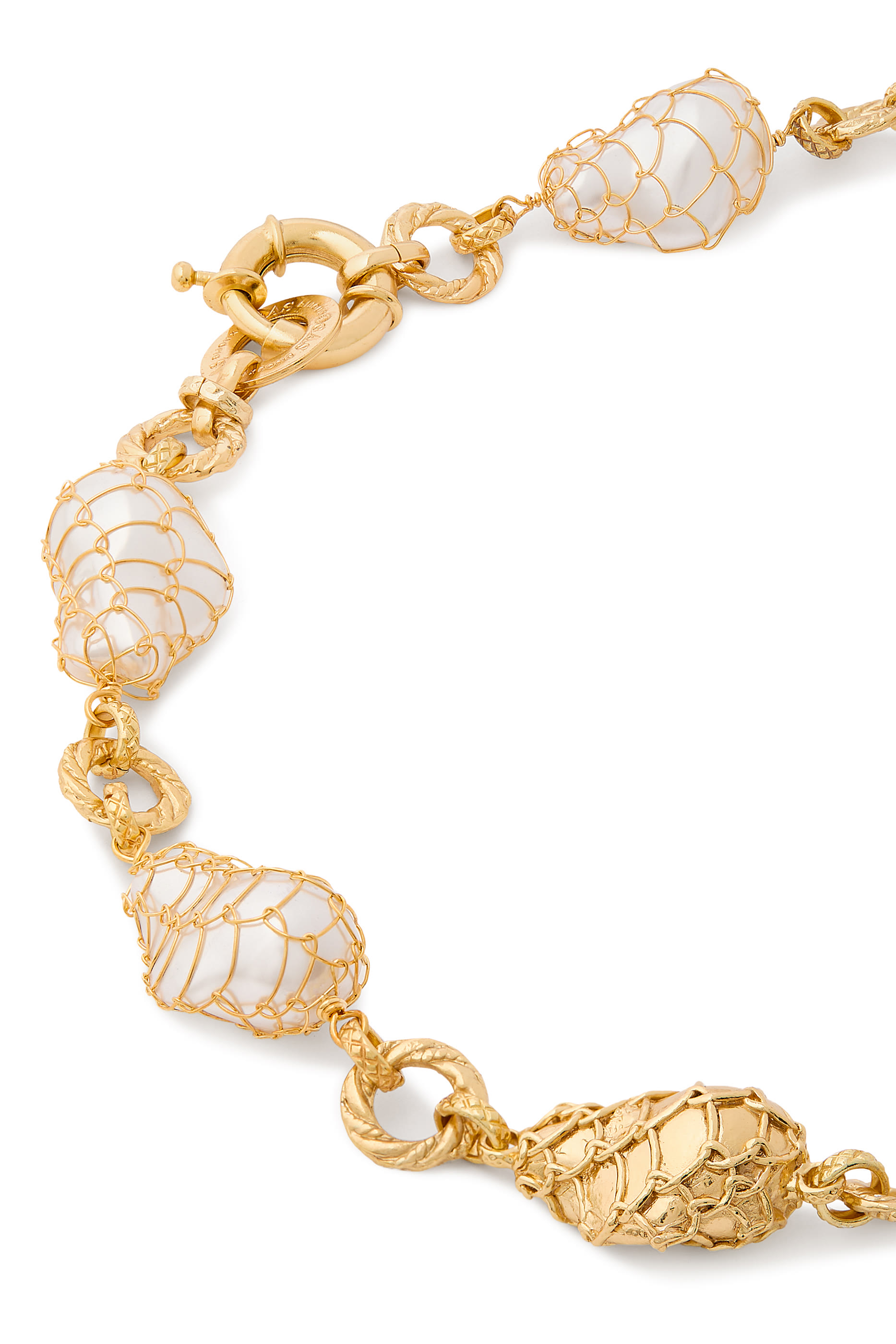  Rainbow Biwa Bis Necklace, Gold-Plated Metal & Pearls 