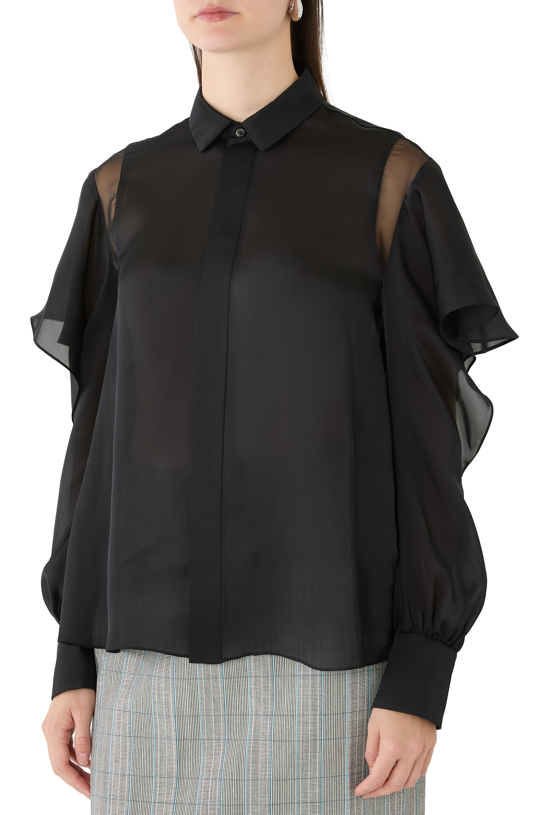  Satin x Chiffon Shirt