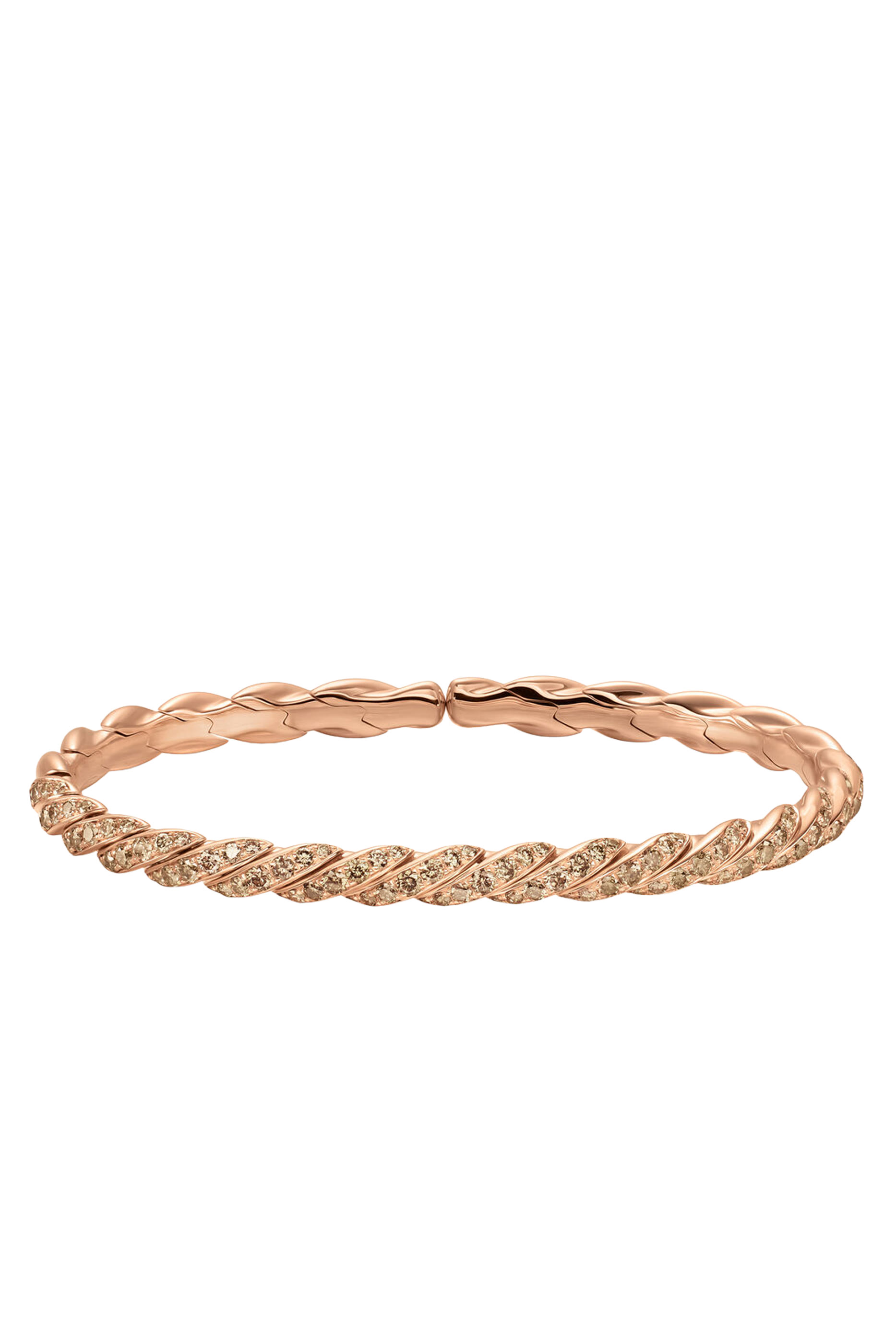  Sculpted Cable Flex Bracelet, 18K Rose Gold & Diamonds