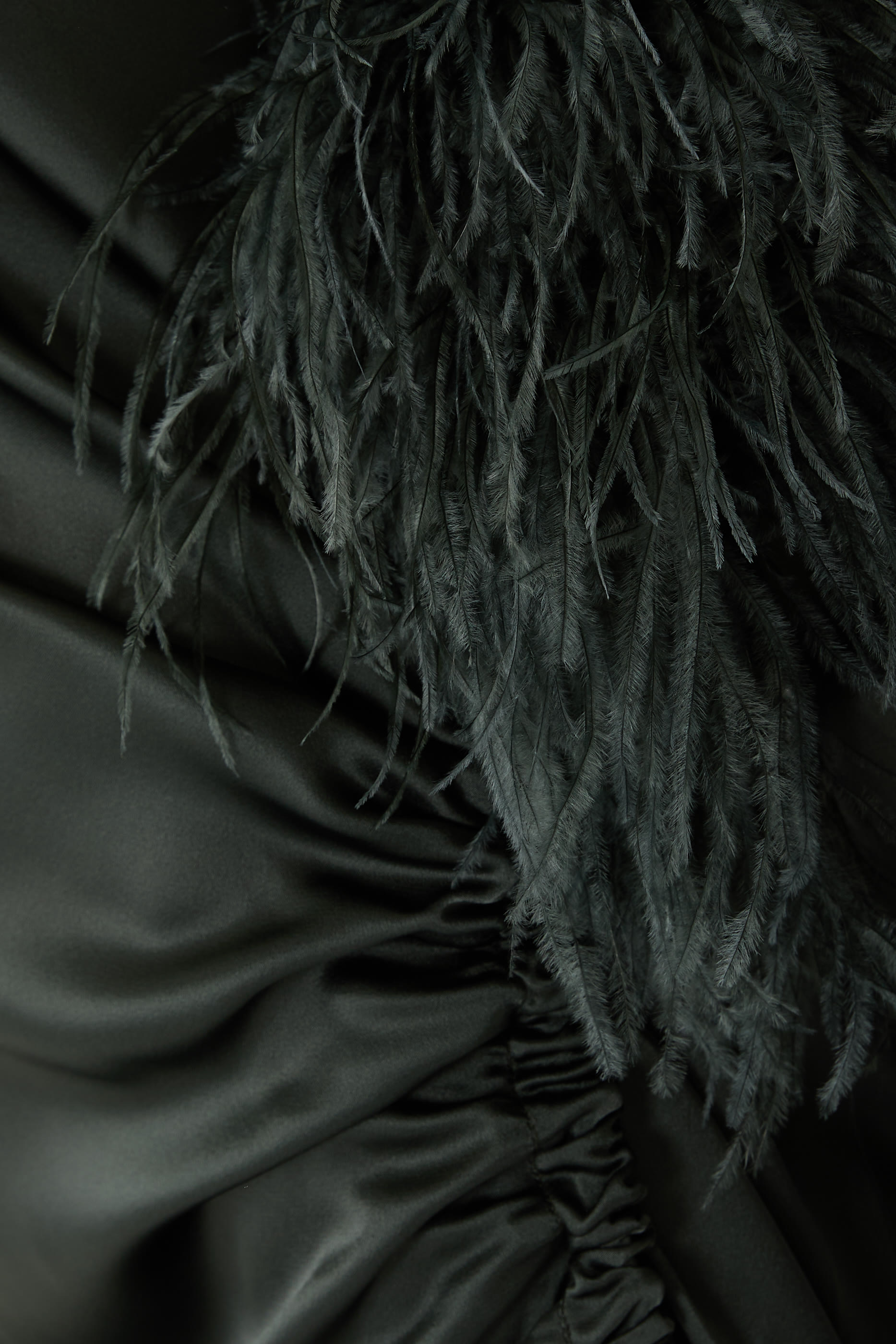 Feather Gathered-Detail Long Dress