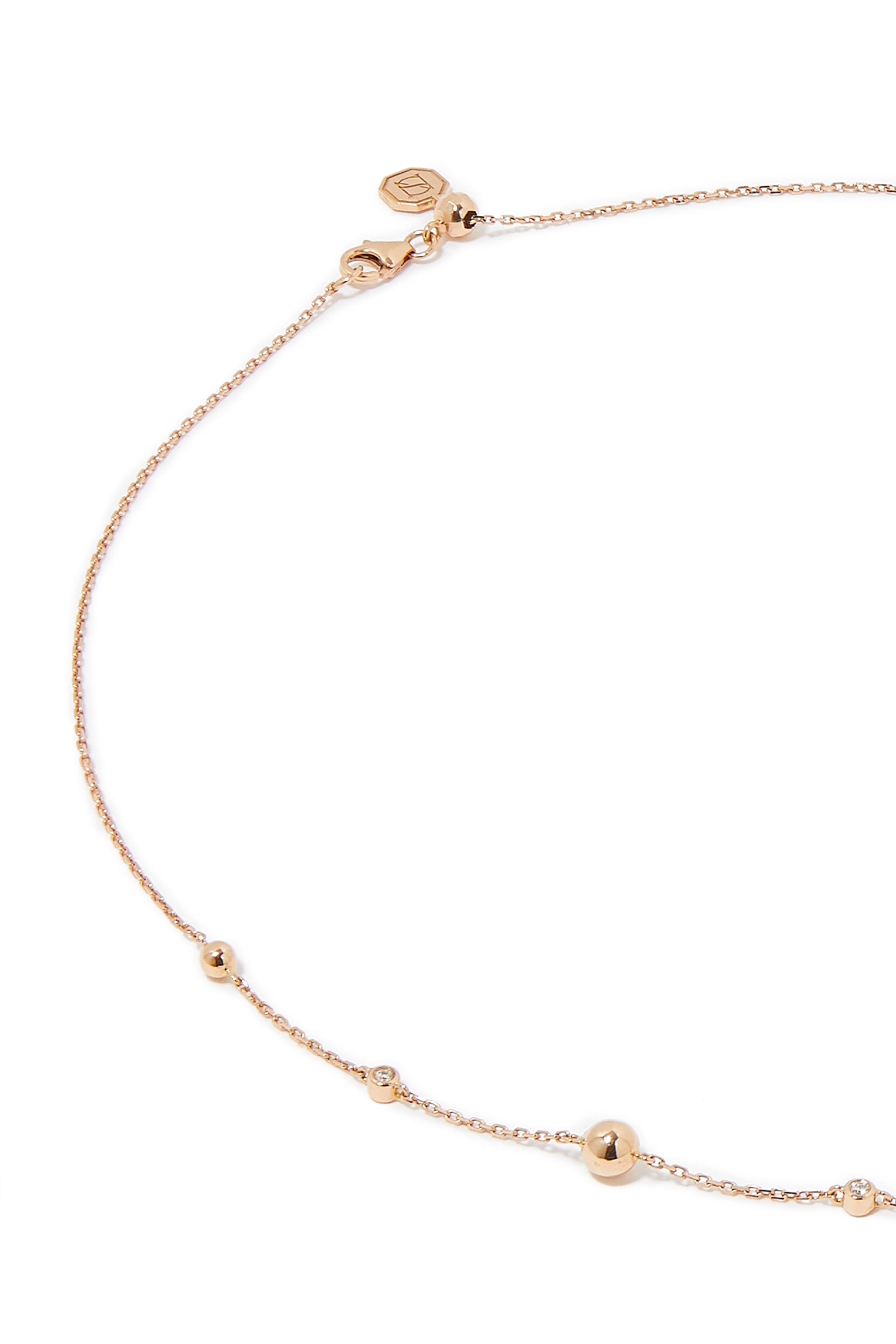 Japan Enishi Lariet Necklace, 18k Pink Gold and Diamonds