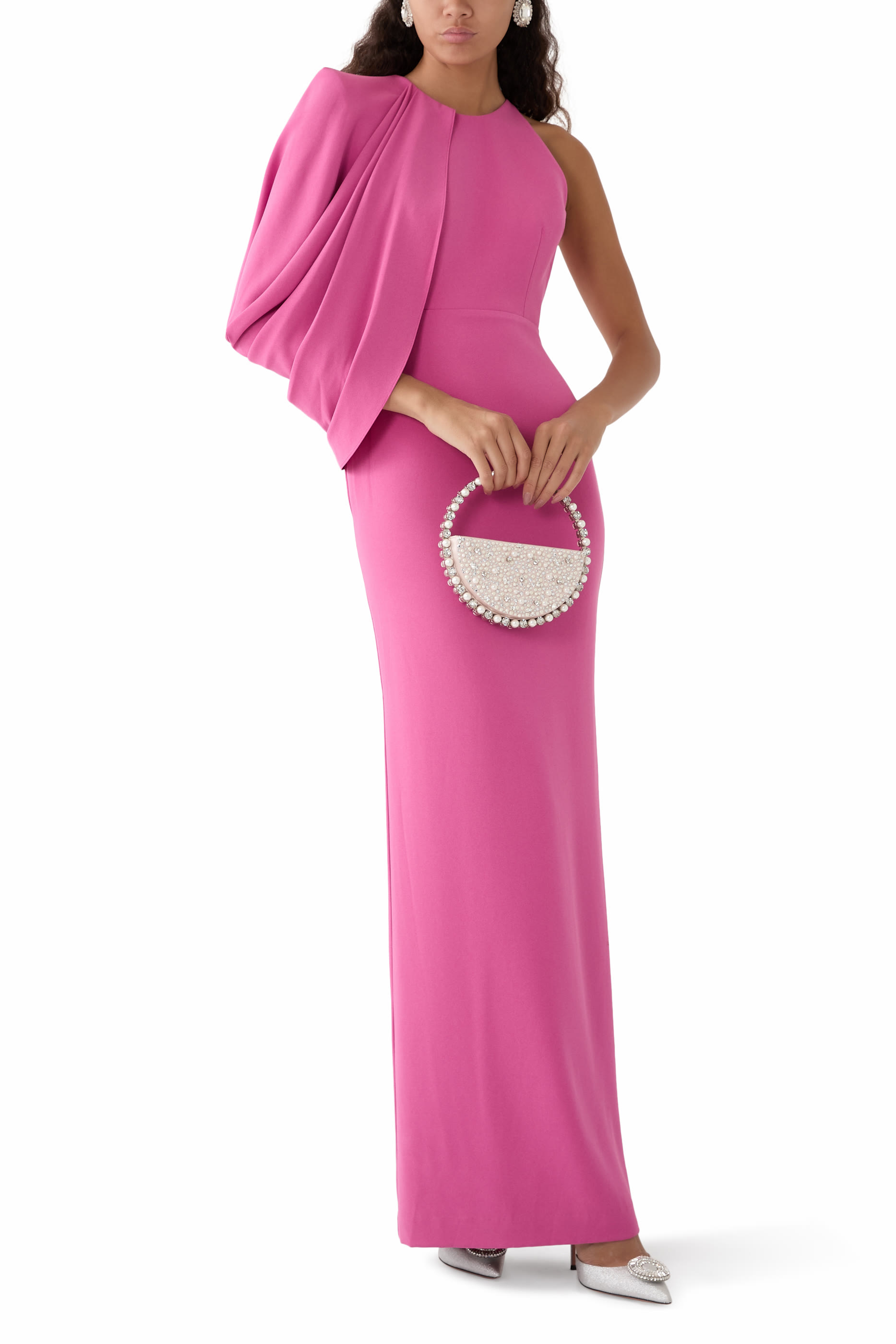 Asymmetrical Cape Gown