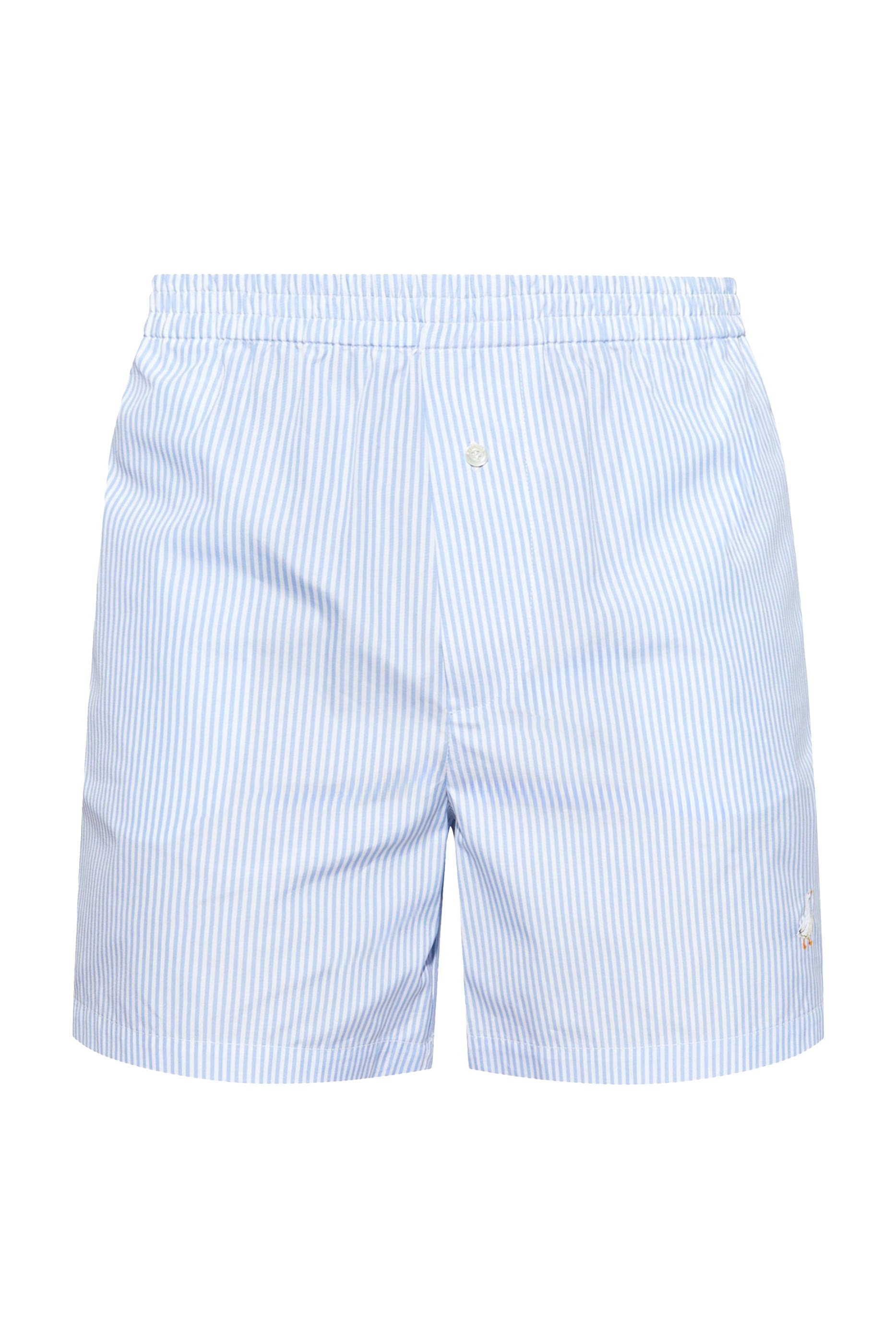 Goose Embroidery Striped Poplin Shorts