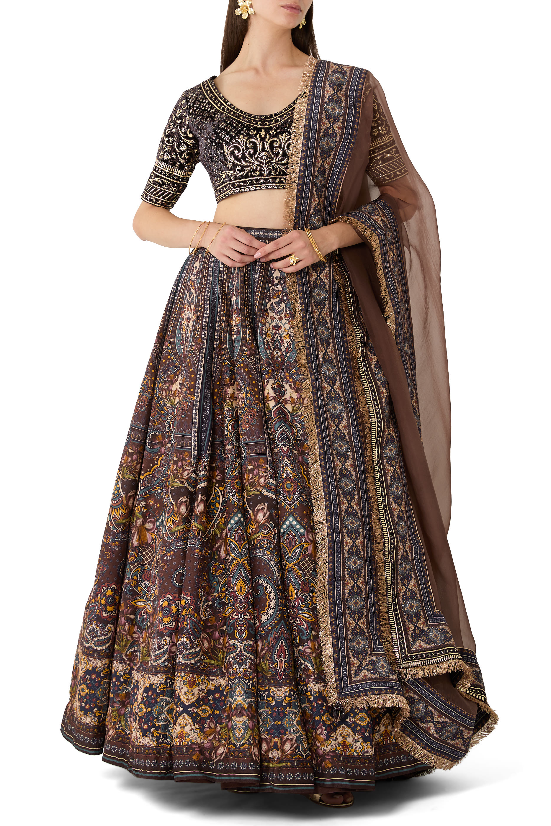  Printed Lehenga Set with Chrome Blouse