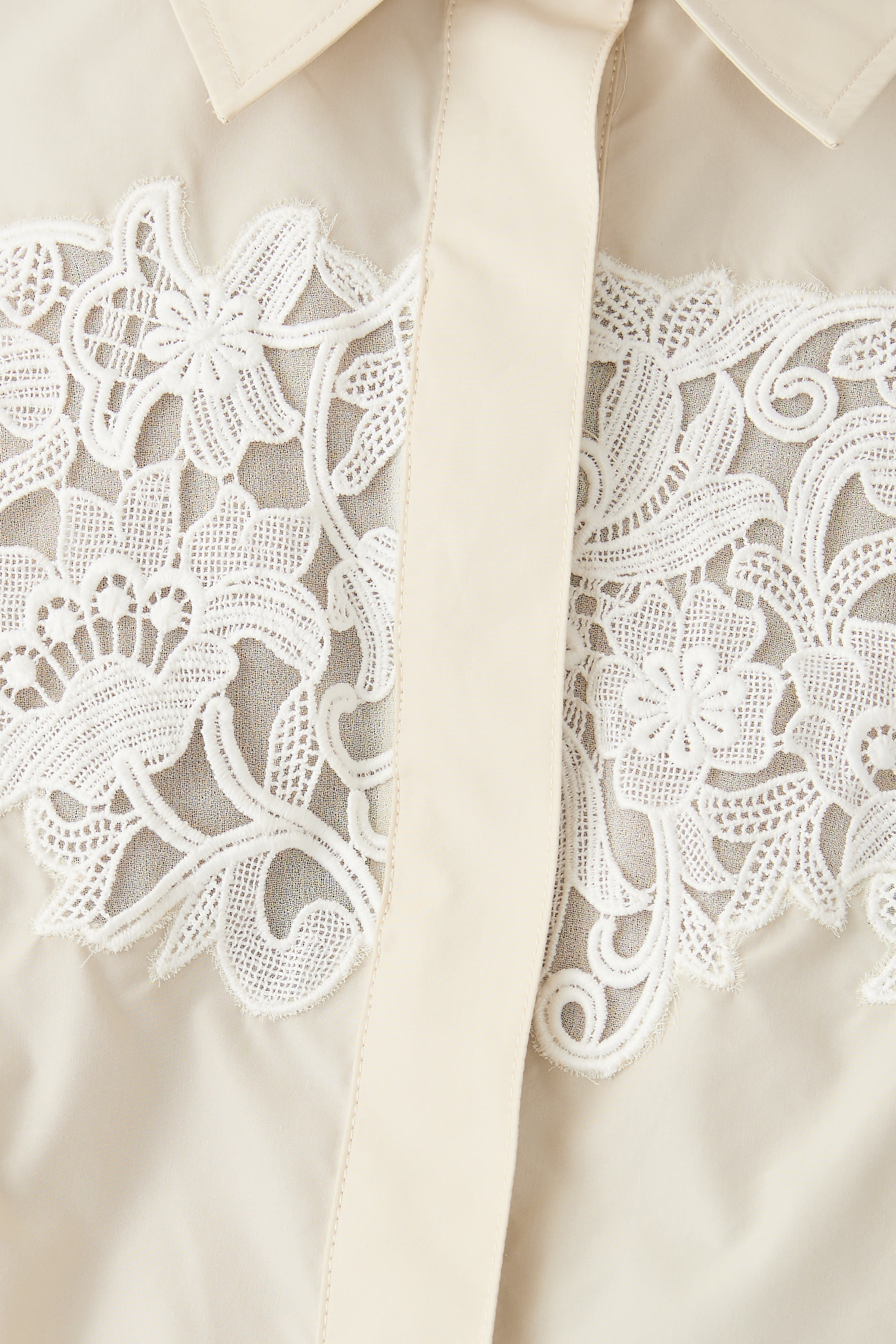 Cascade Hem Shirt Dress with Lace