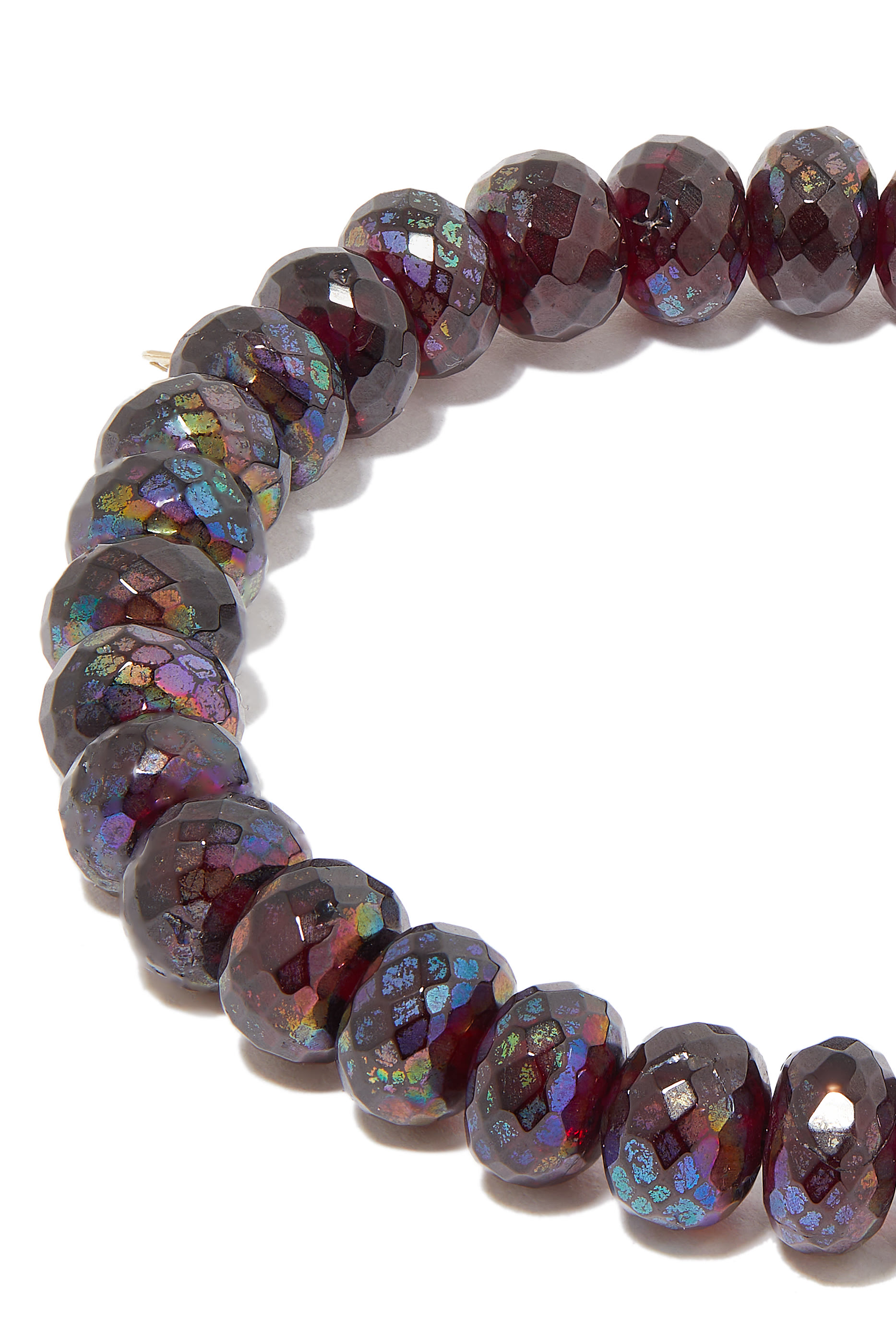 Starburst Charm Beads Bracelet, 14k Yellow Gold & Rhodolite Garnet